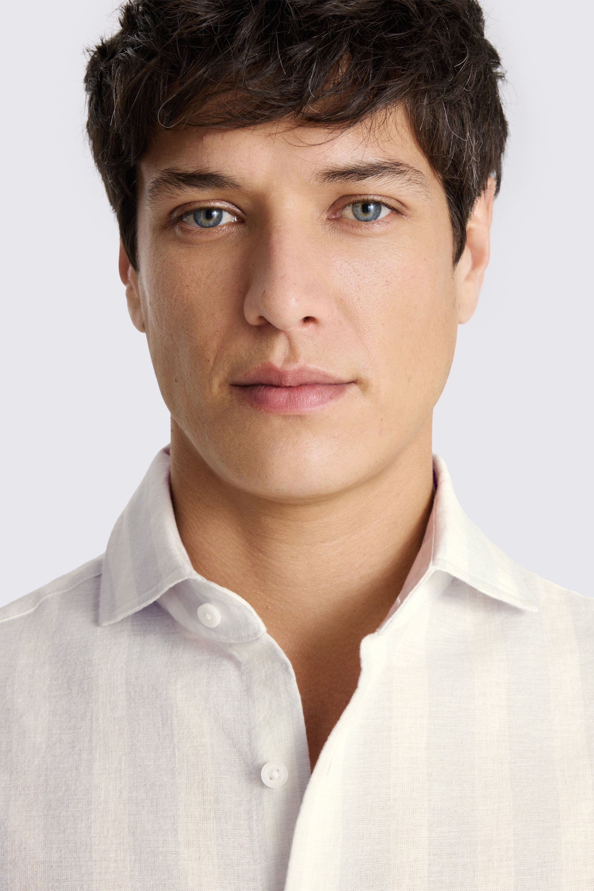 Blue Wide Stripe Cotton Linen Shirt