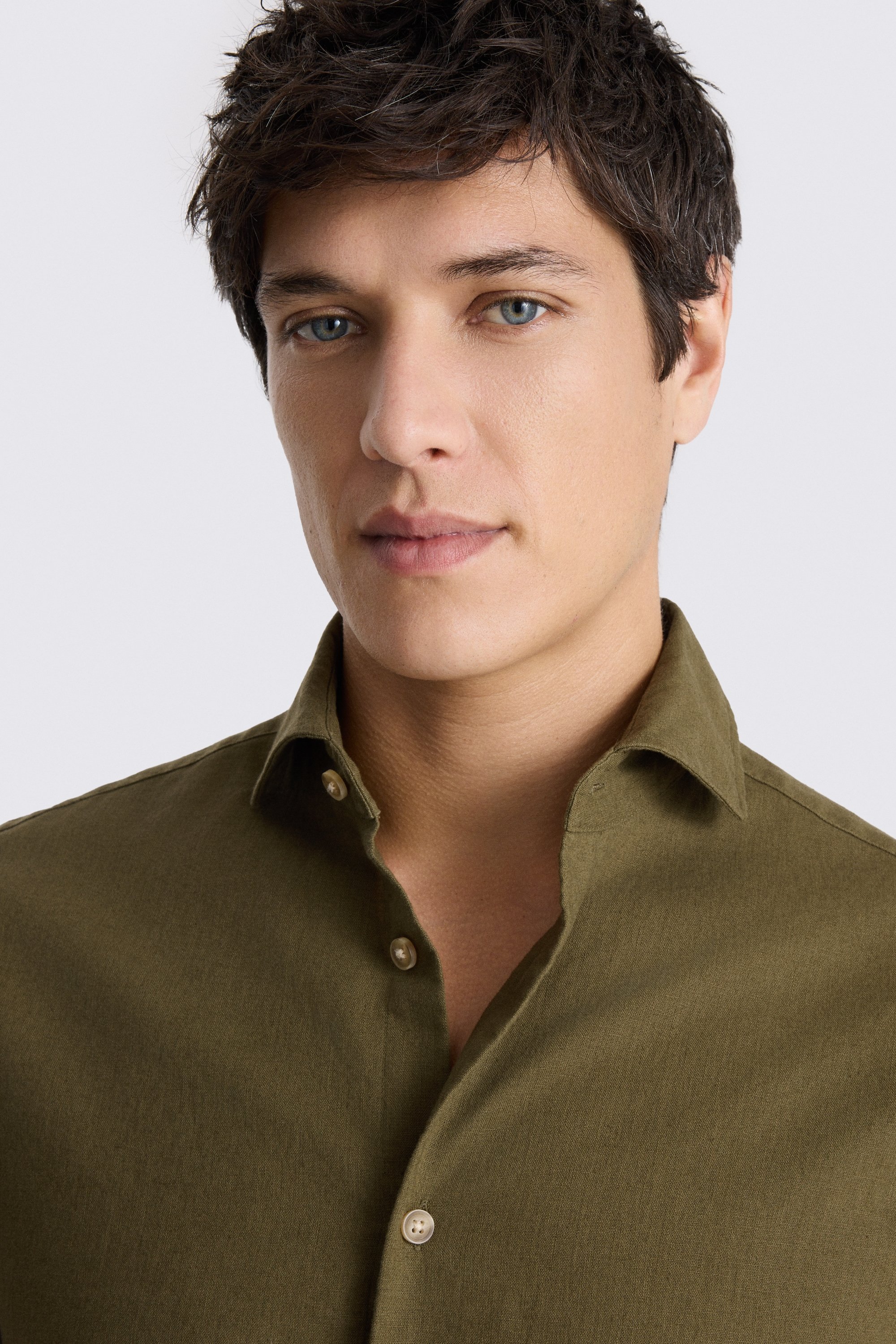 Dark Olive Cotton Linen Shirt