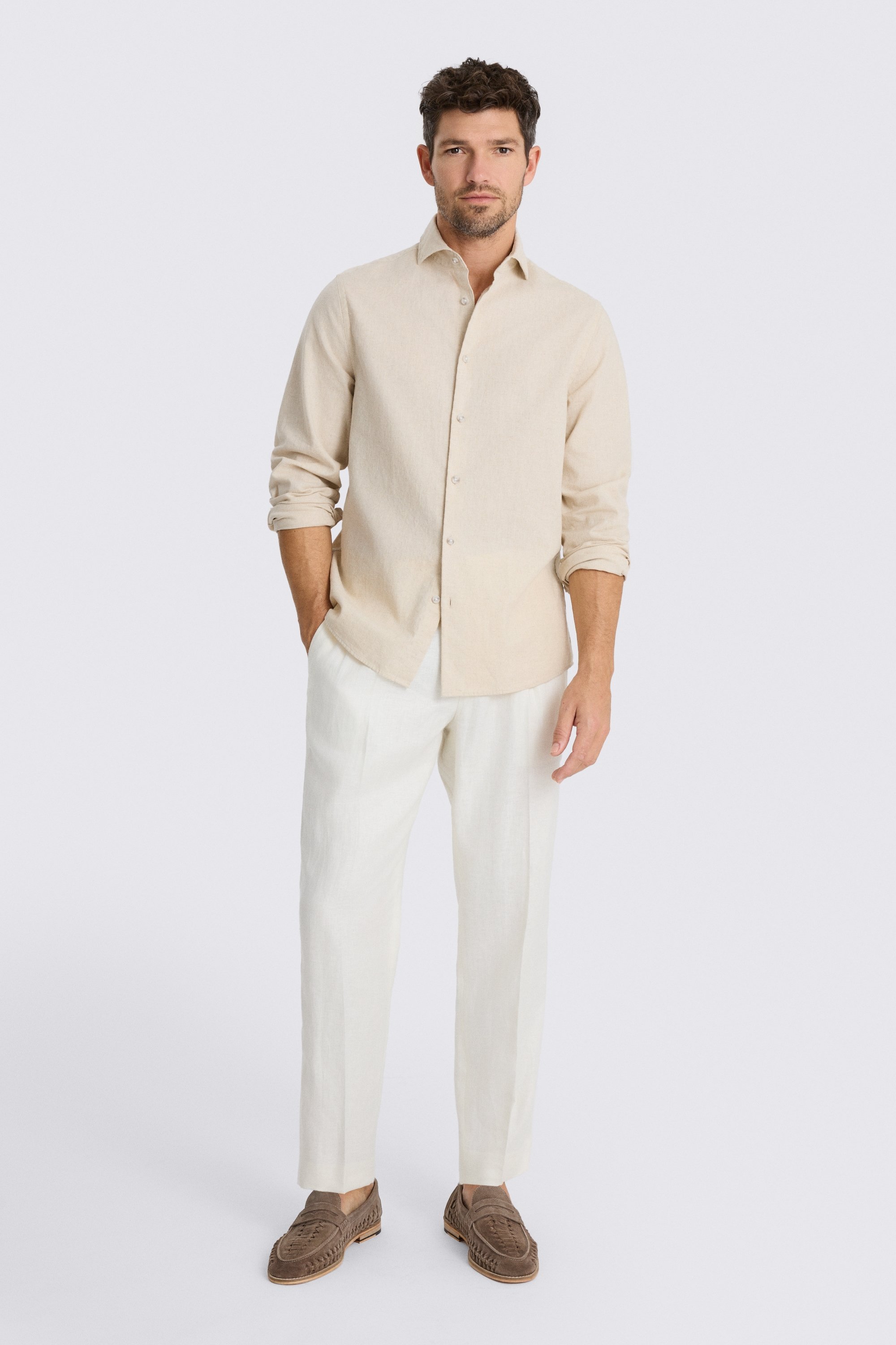 Neutral Cotton Linen Shirt