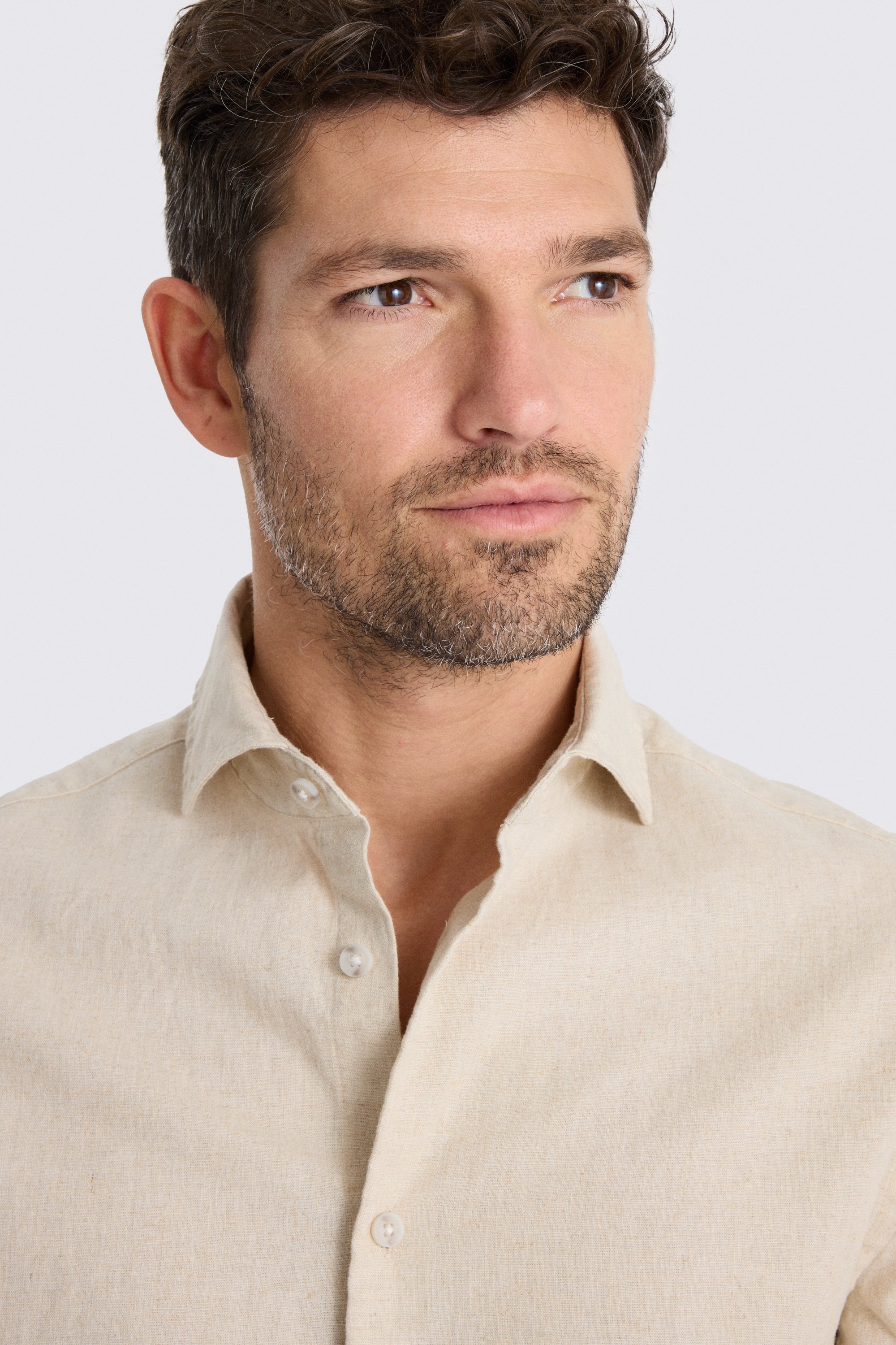 Neutral Cotton Linen Shirt