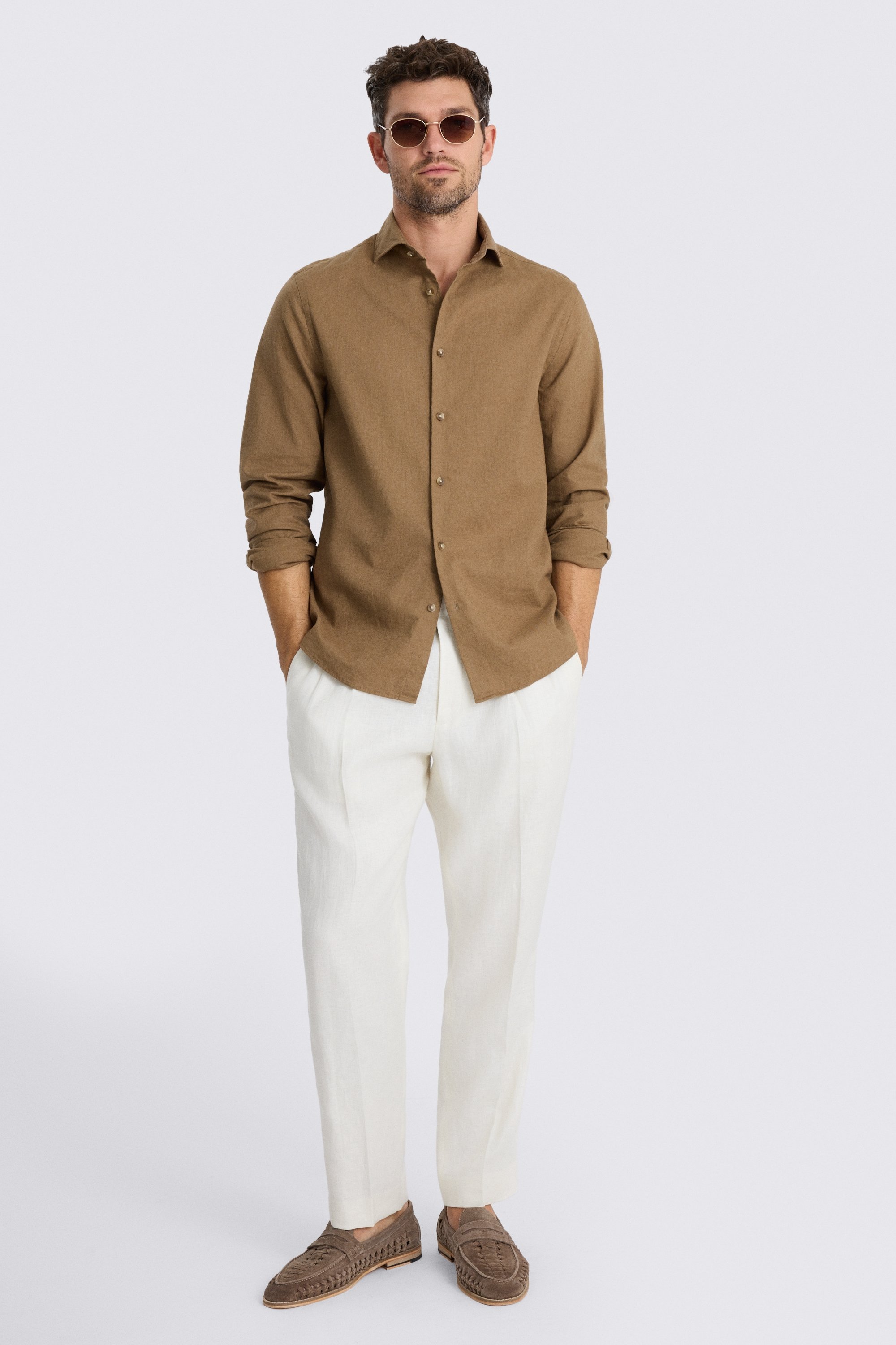 Dark Taupe Cotton Linen Shirt