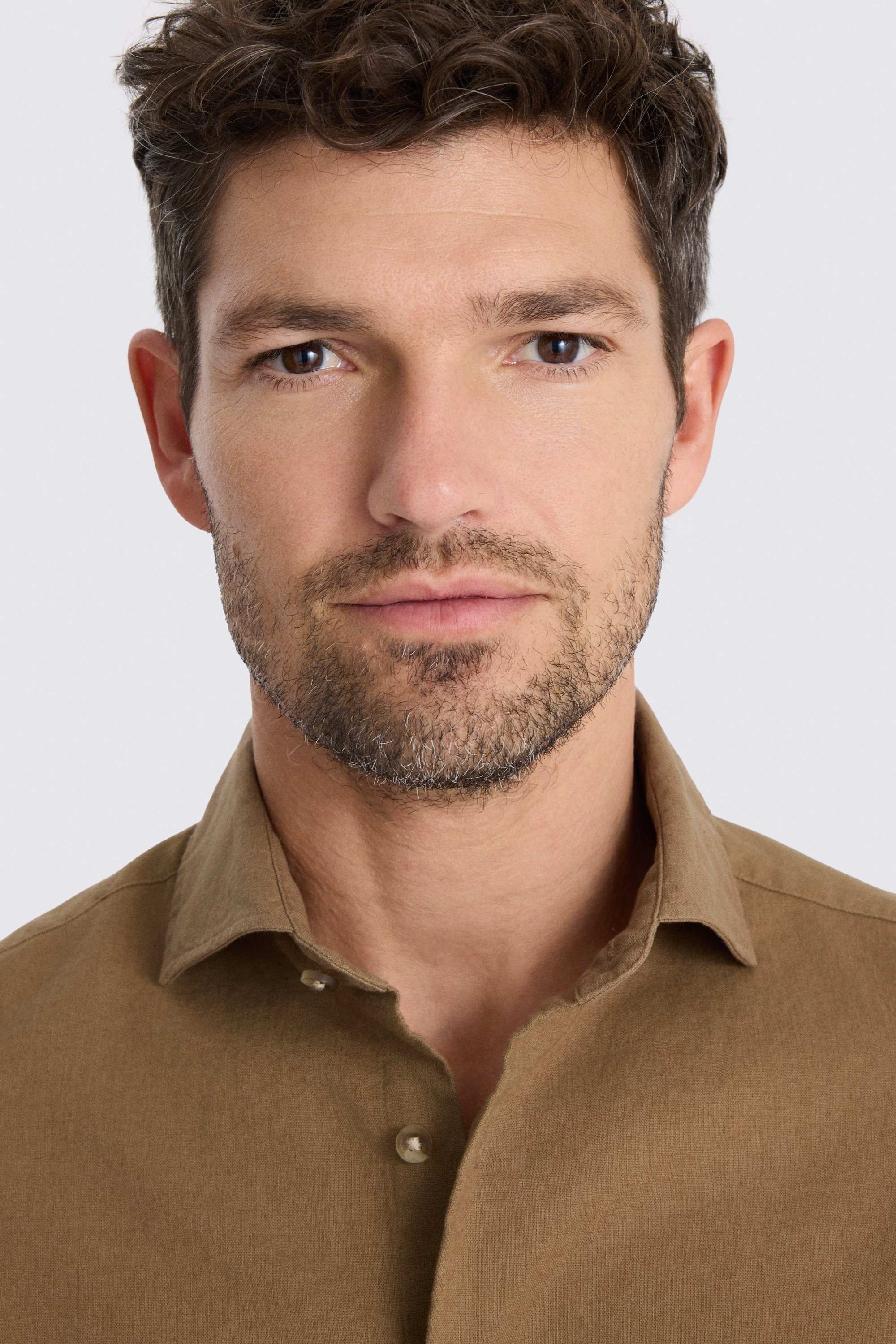 Dark Taupe Cotton Linen Shirt