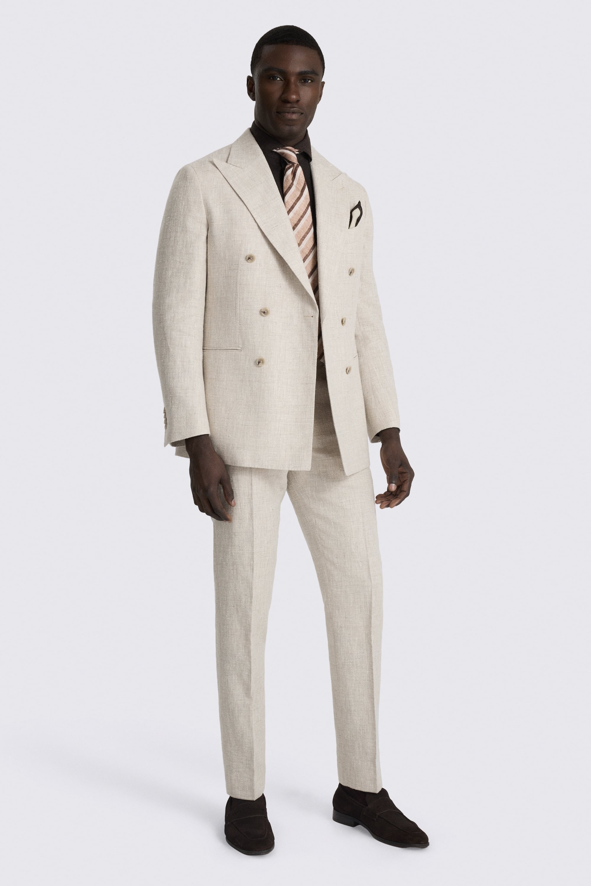 Italian Tailored Fit Neutral Linen-blend Suit Jacket