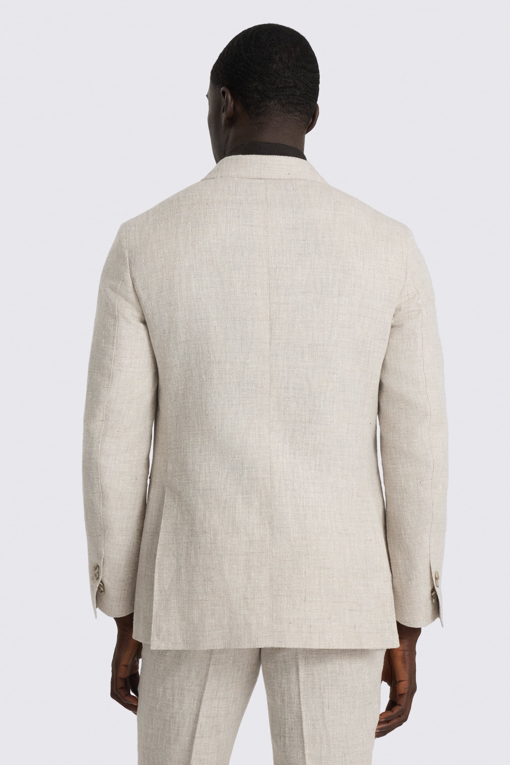 Italian Tailored Fit Neutral Linen-blend Suit Jacket
