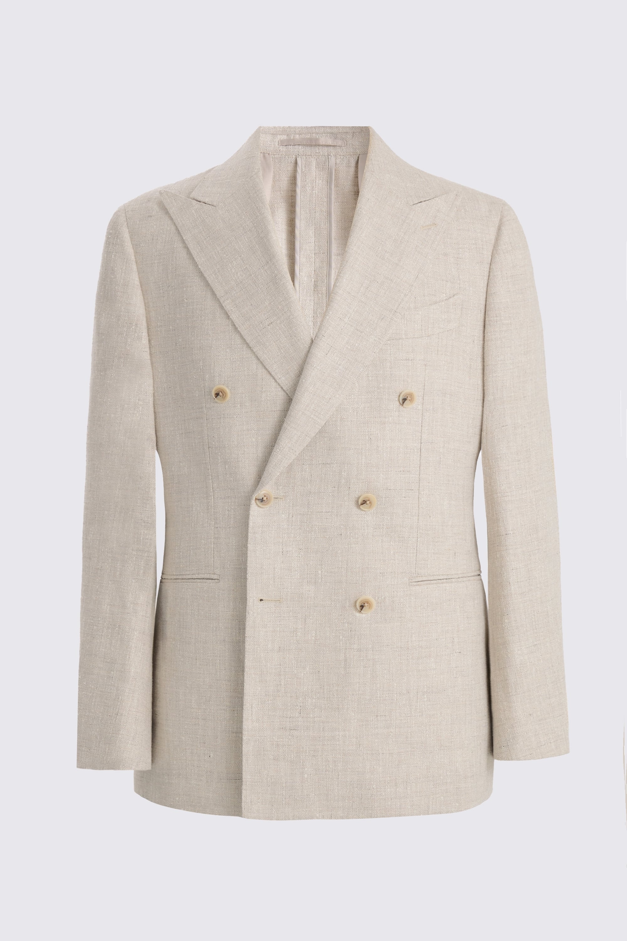 Italian Tailored Fit Neutral Linen-blend Suit Jacket