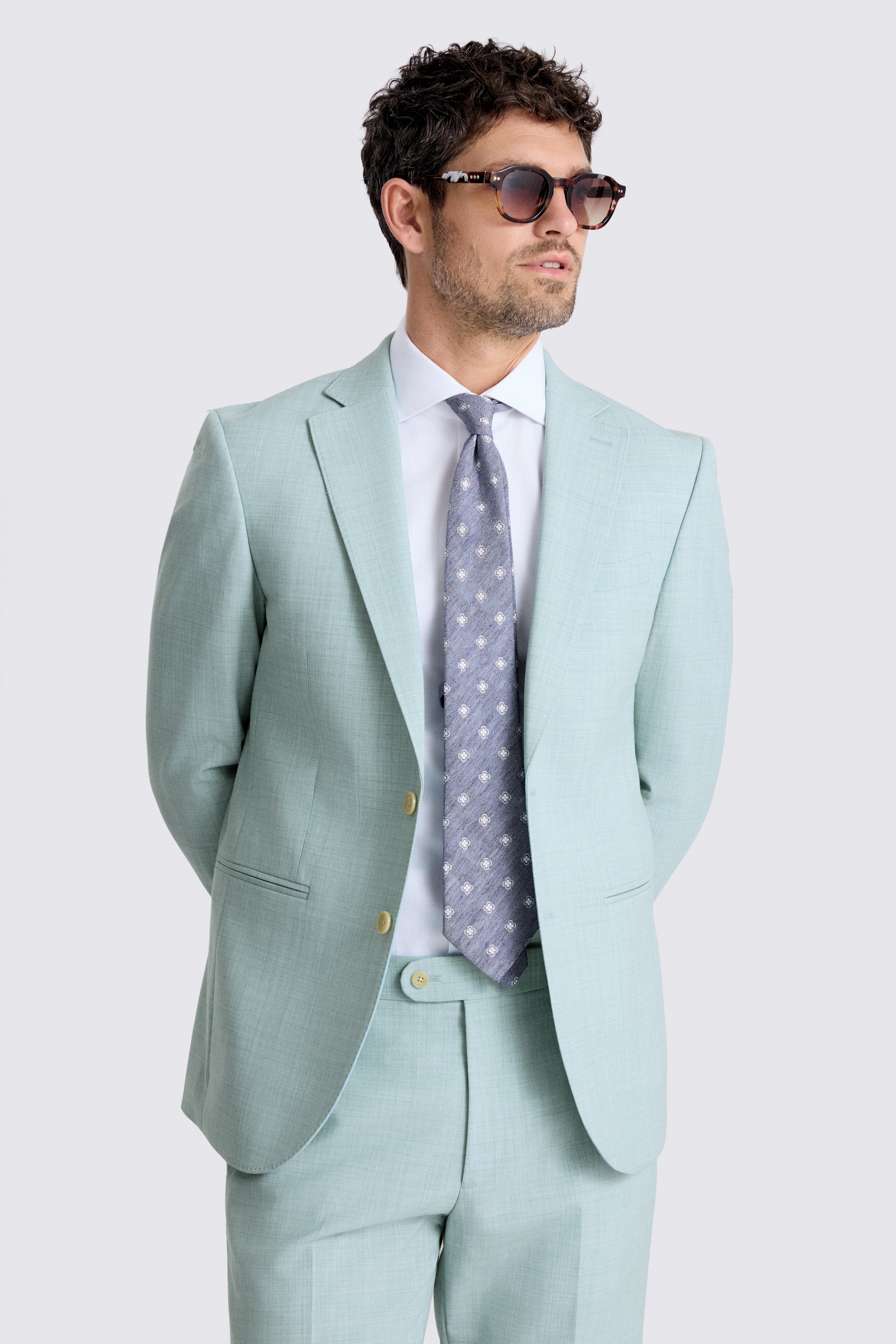 Slim Fit Aqua Marl Suit