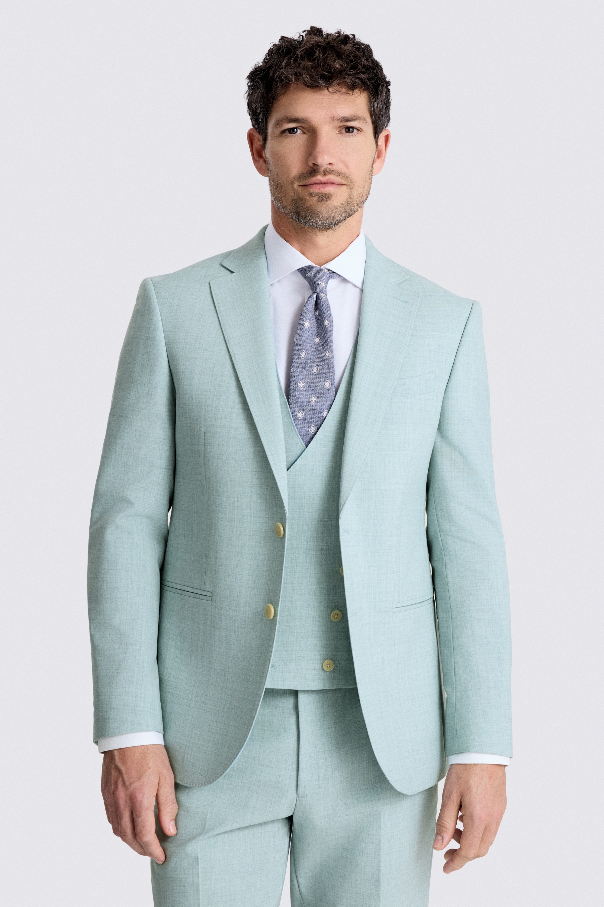 Slim Fit Aqua Marl Suit