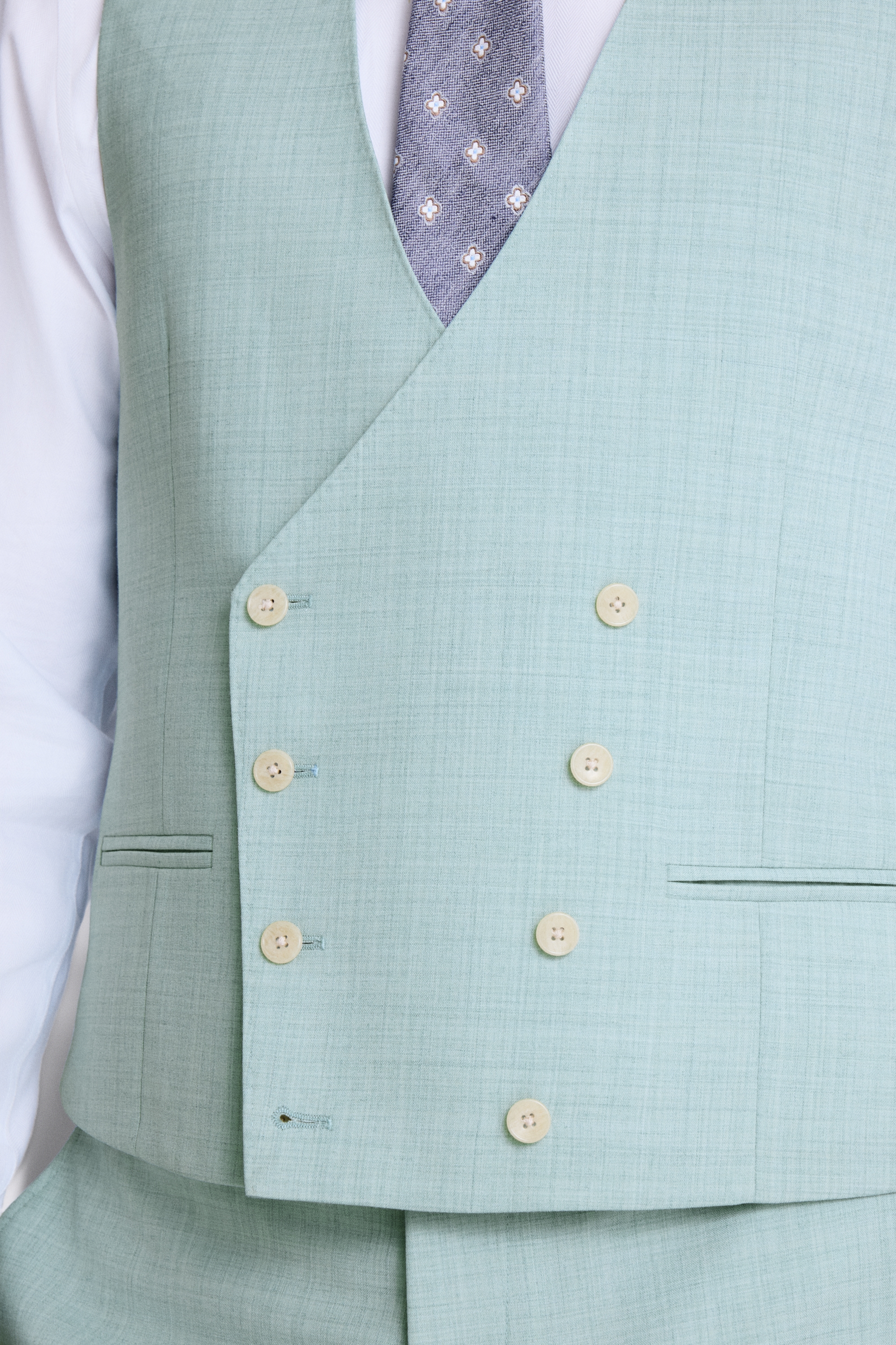 Slim Fit Aqua Marl Waistcoat