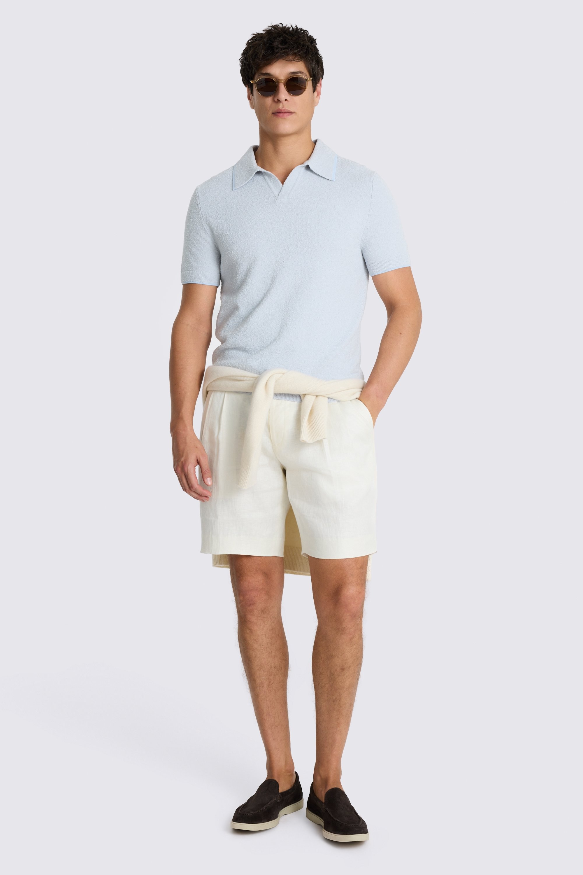 Light Blue Bouclé Skipper Polo Shirt