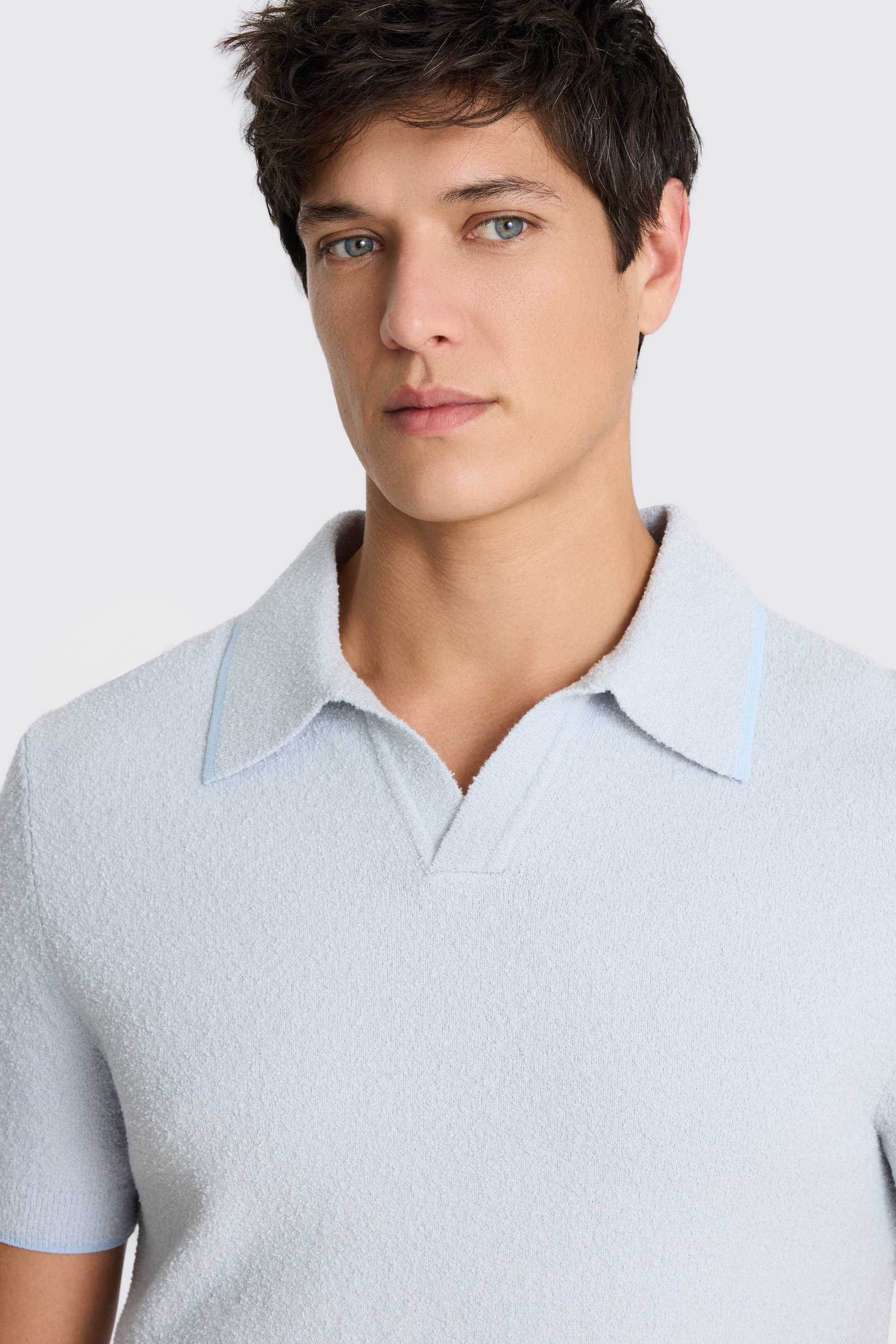 Light Blue Bouclé Skipper Polo Shirt