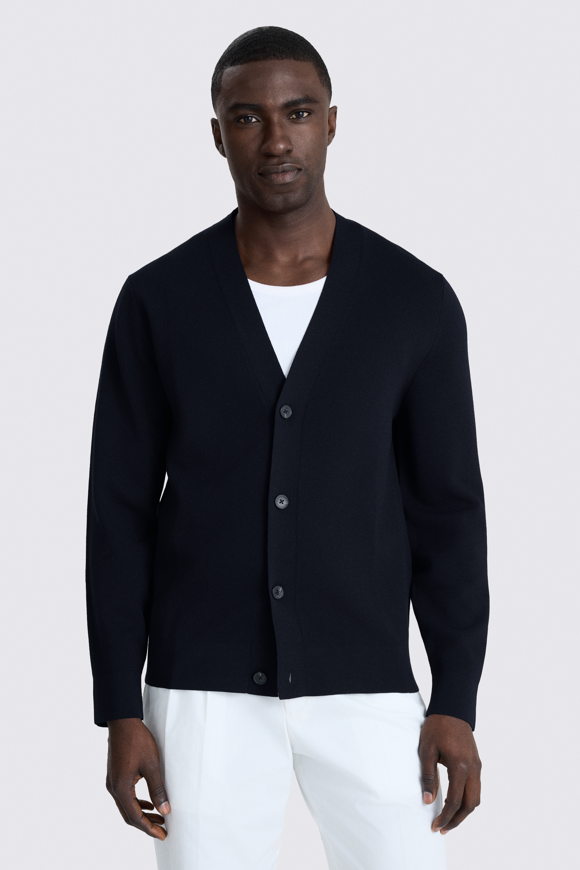 Navy Four Button Cardigan