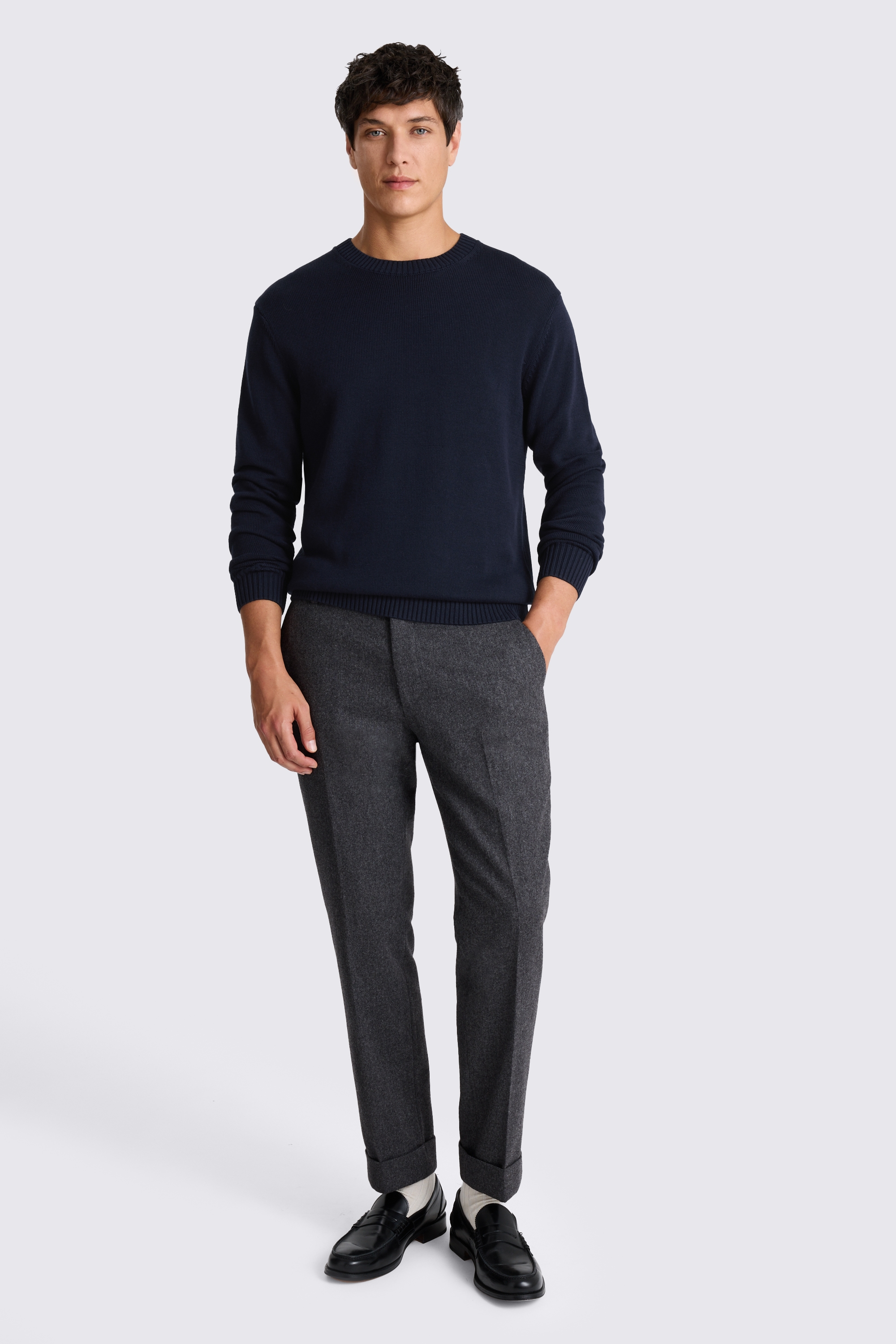 Navy Cotton Crew Neck Jumper