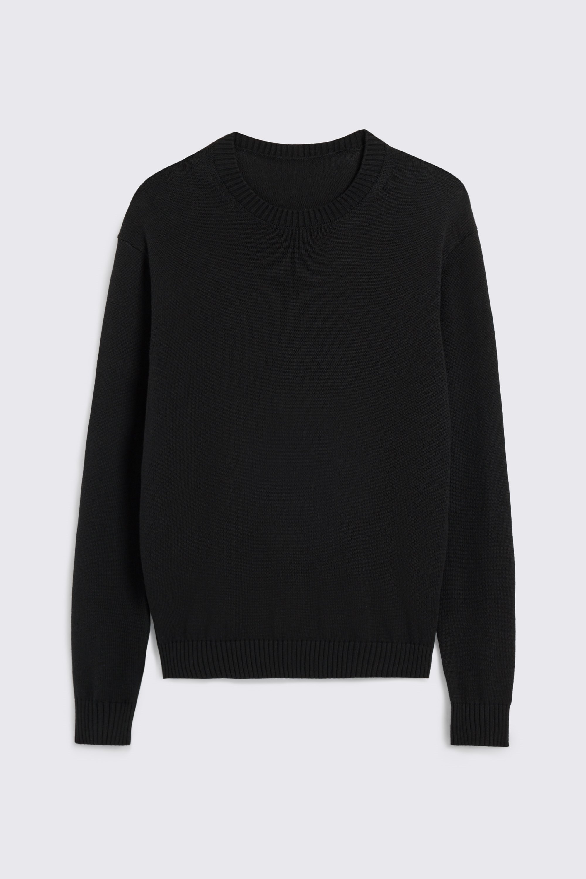Black Cotton Crew Neck Jumper