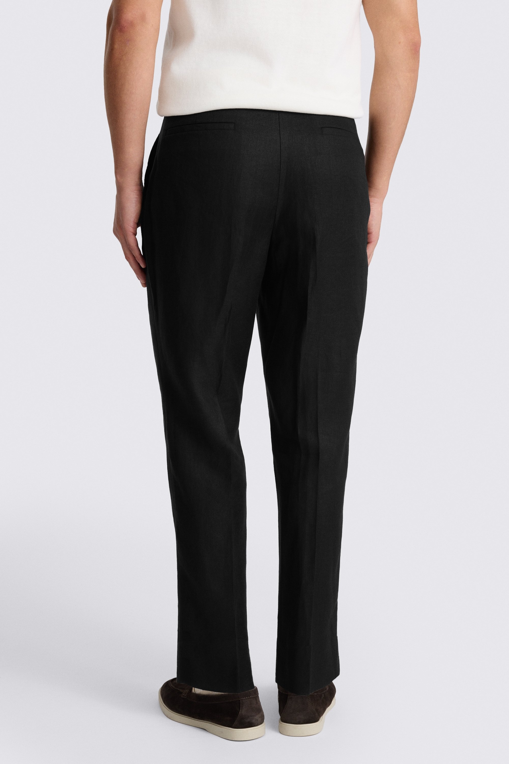Black Linen Pleated Pant