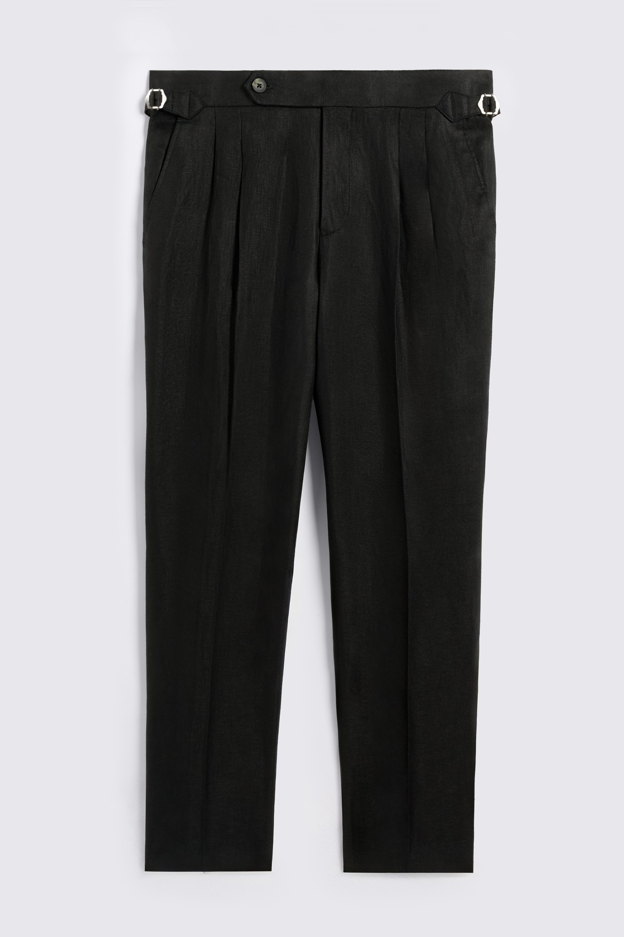 Black Linen Pleated Pants