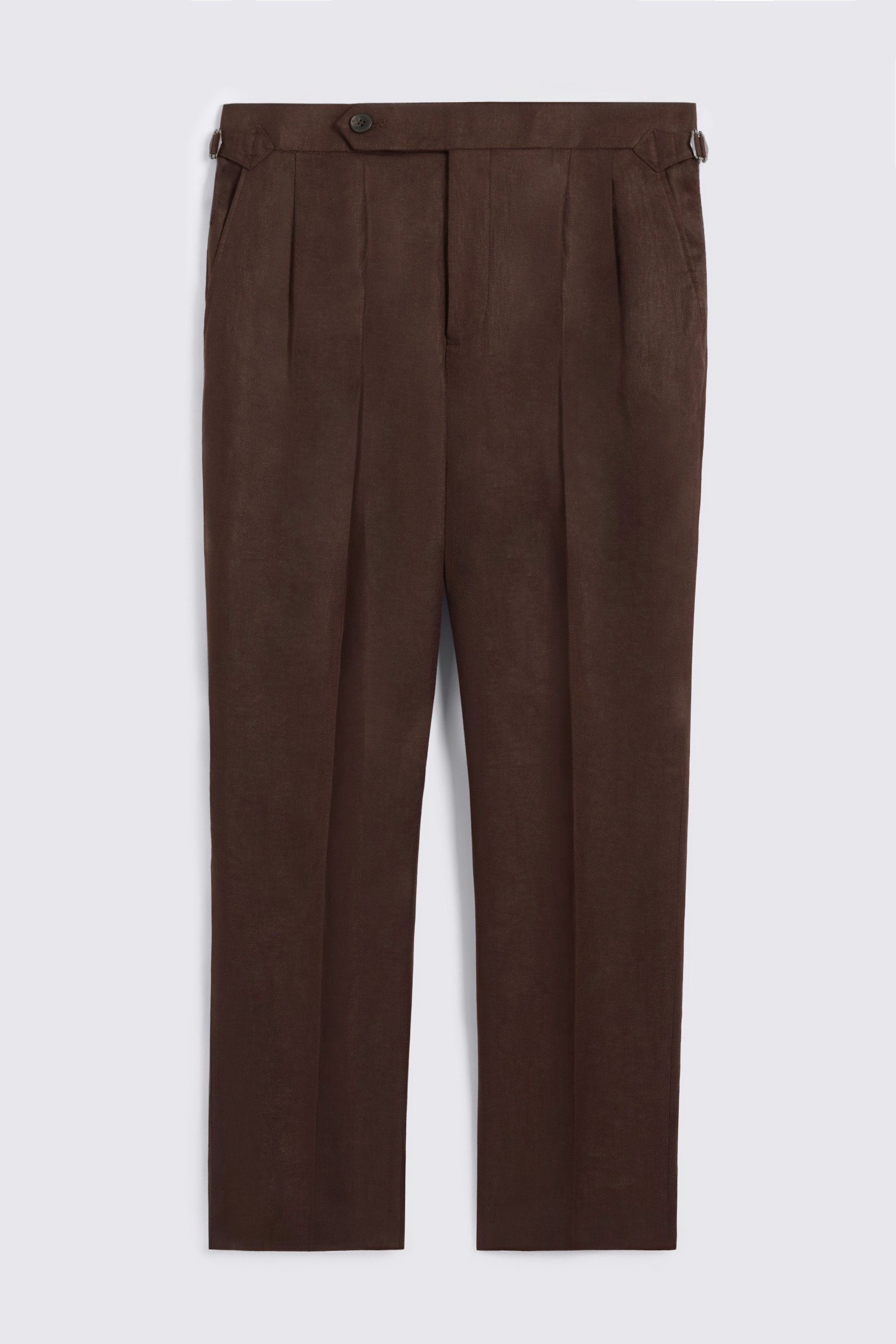 Burgundy Linen Pleated Trousers