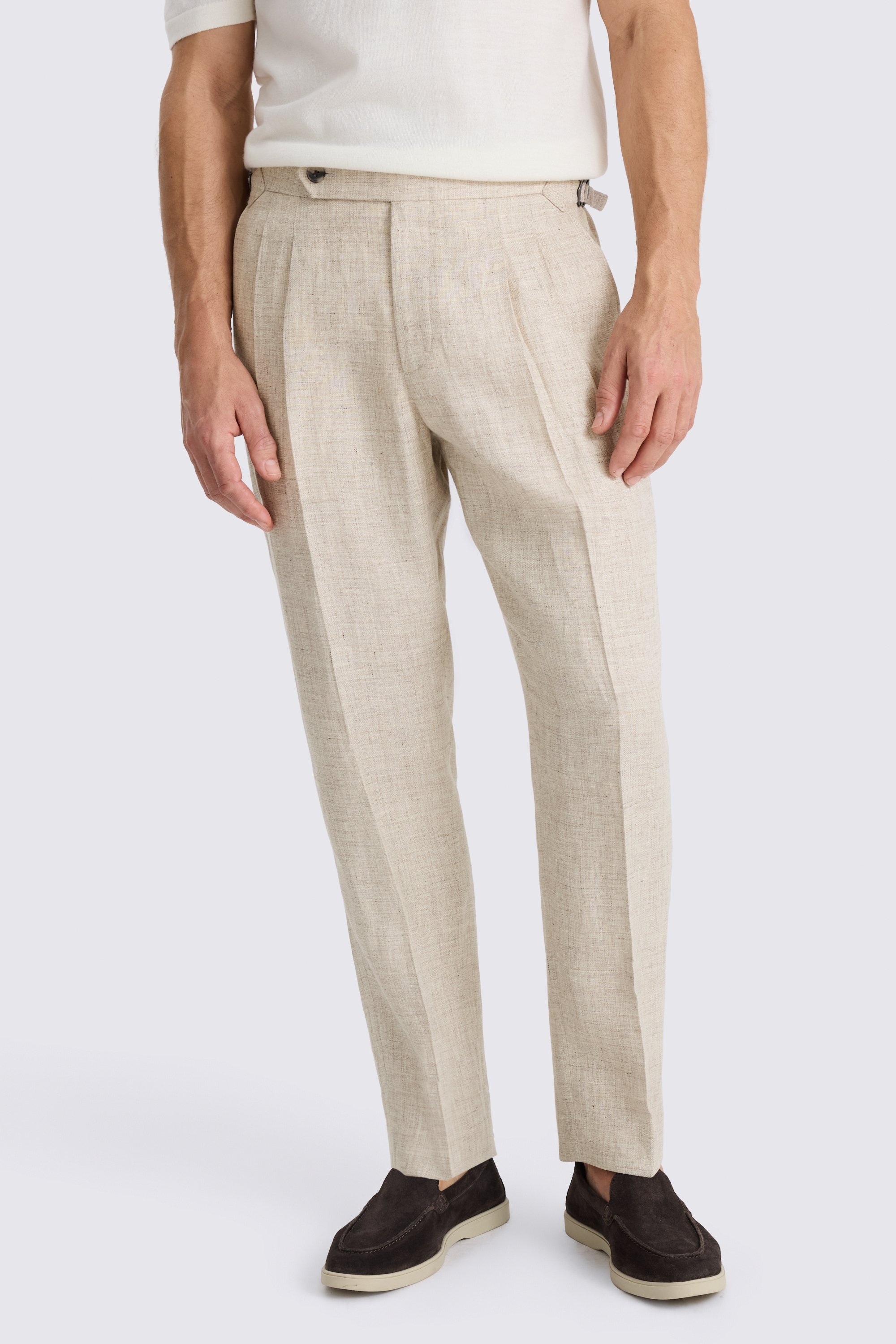 Neutral Delave Pleated Trouser