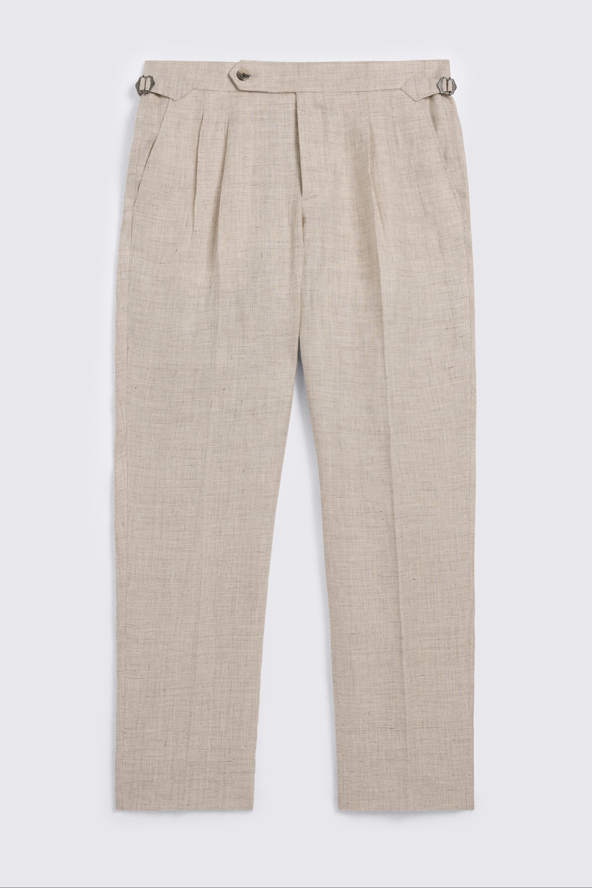 Neutral Delave Linen Pleated Pant