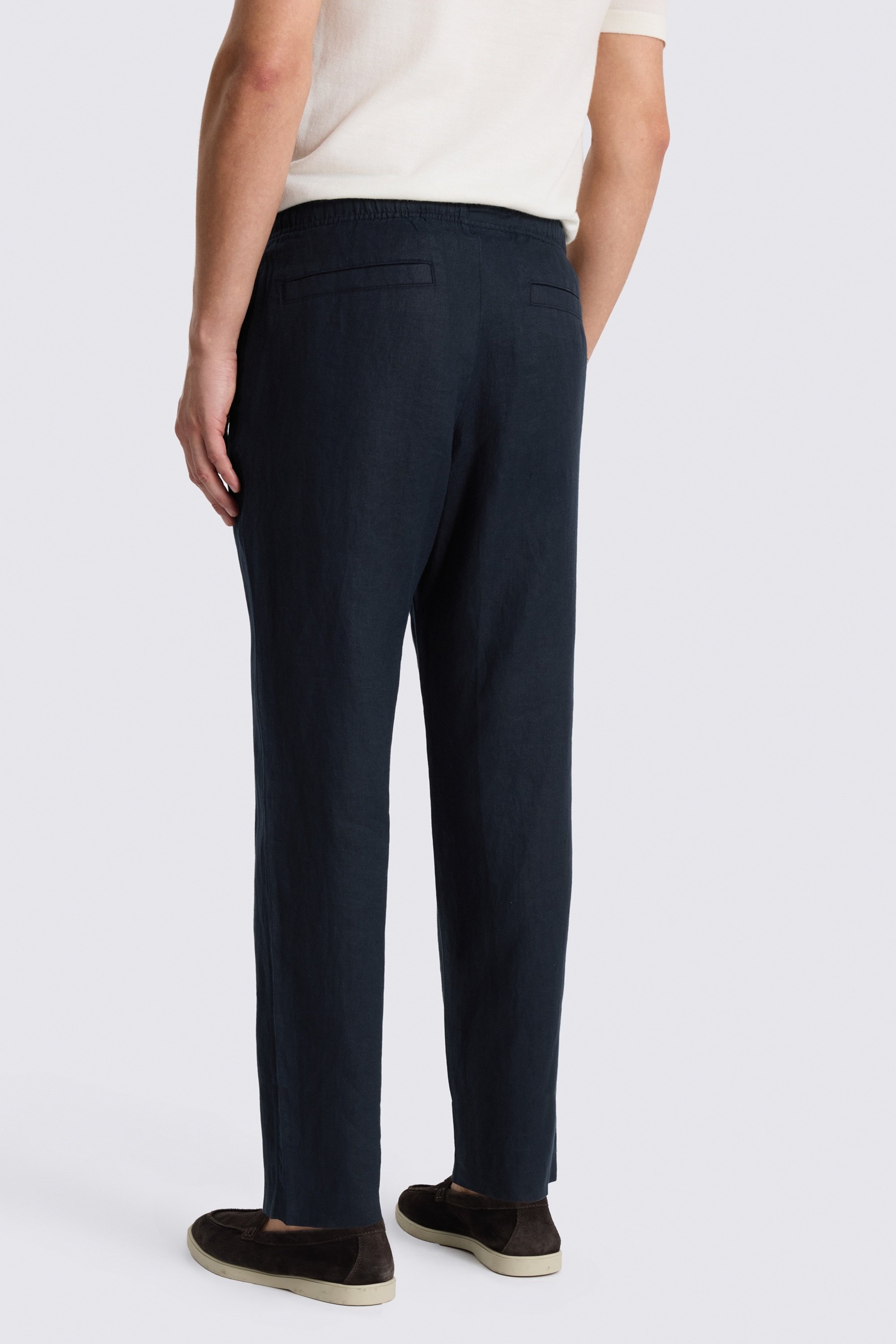 Navy Linen Drawstring Pants