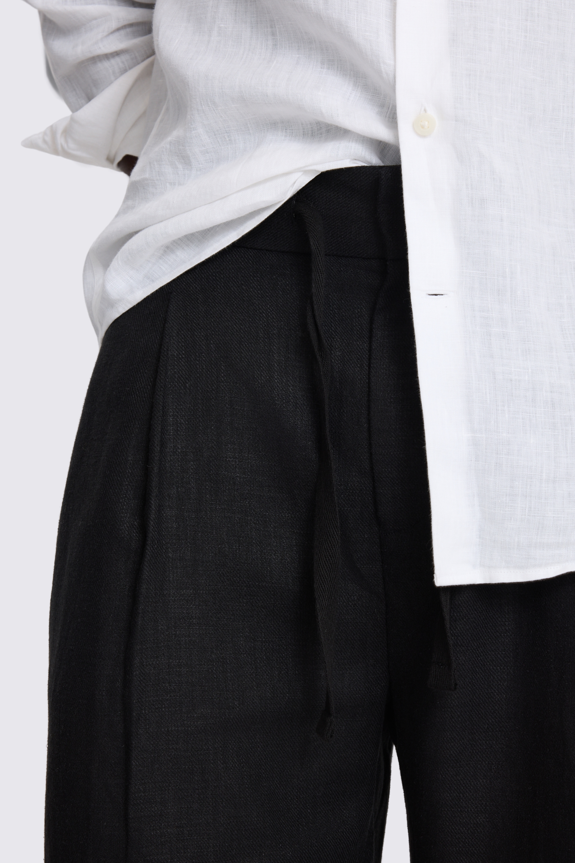 Black Linen-Blend Shorts