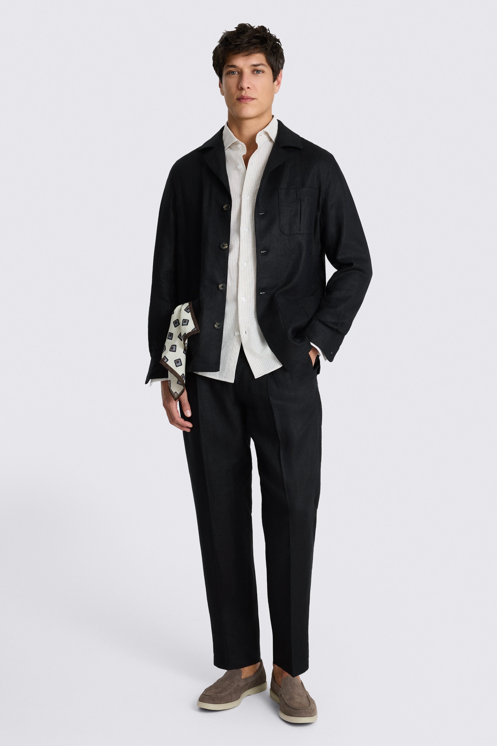 Black Twill Linen Shacket 