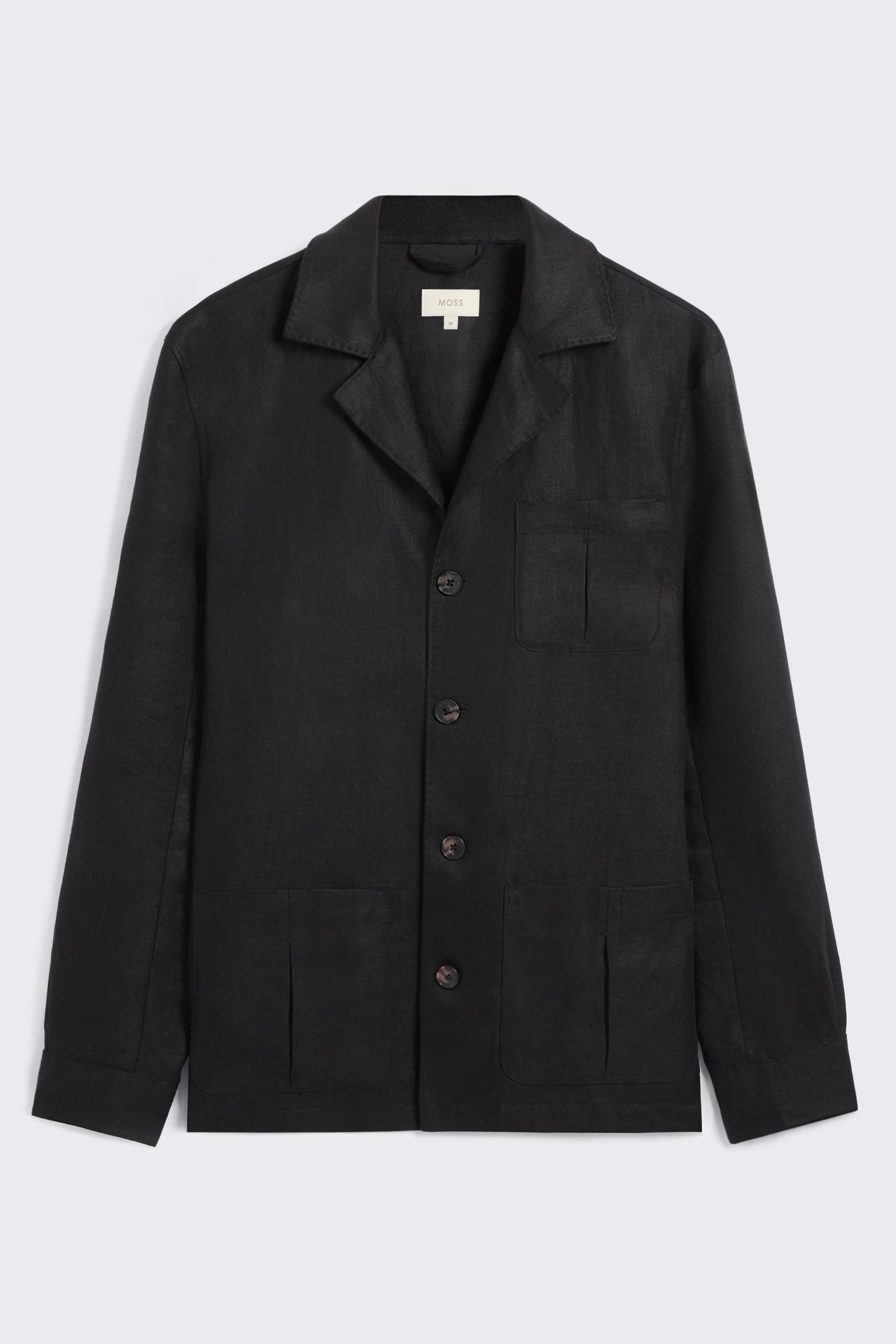 Black Twill Linen-blend Shacket 