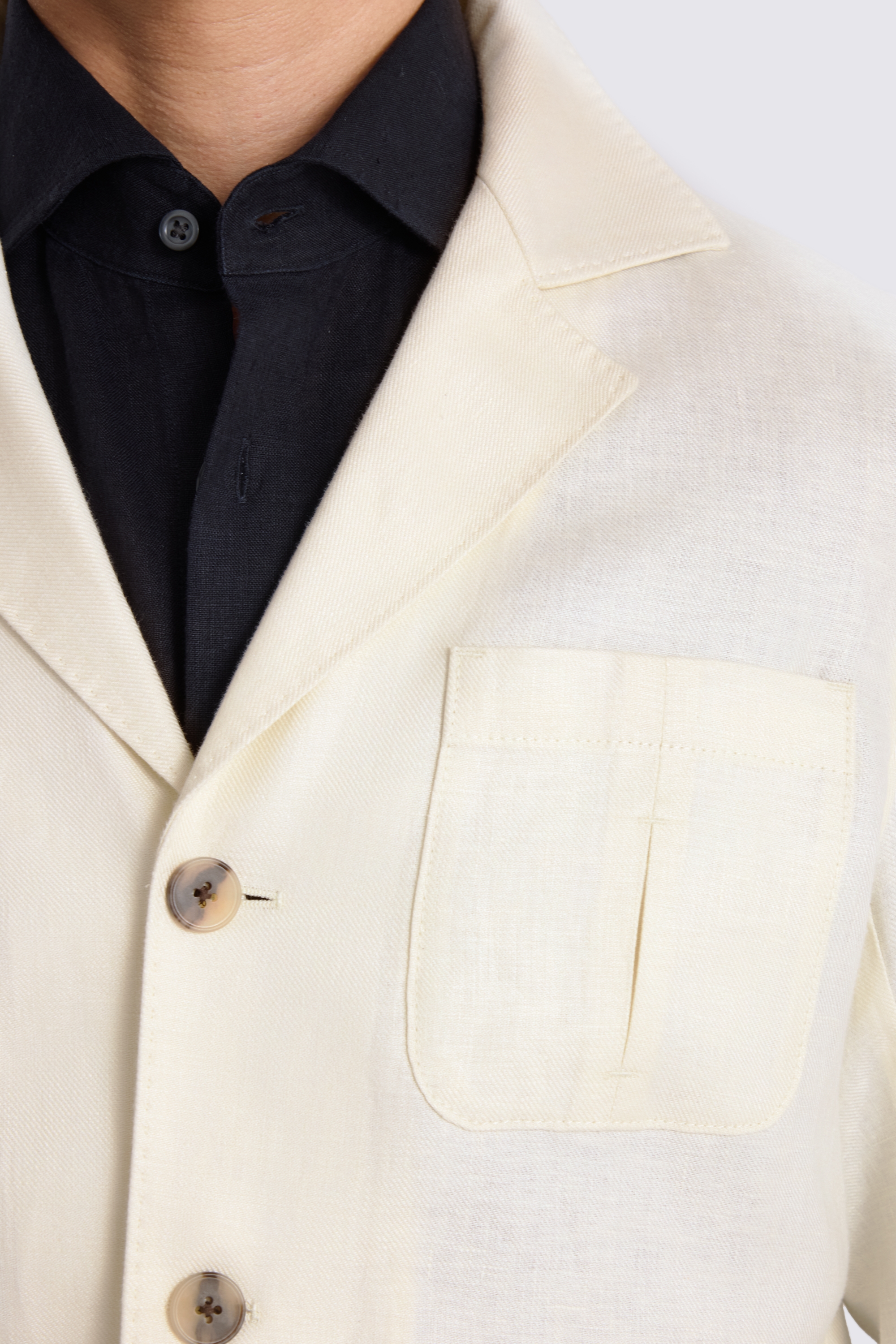 Off White Twill Linen Shacket 