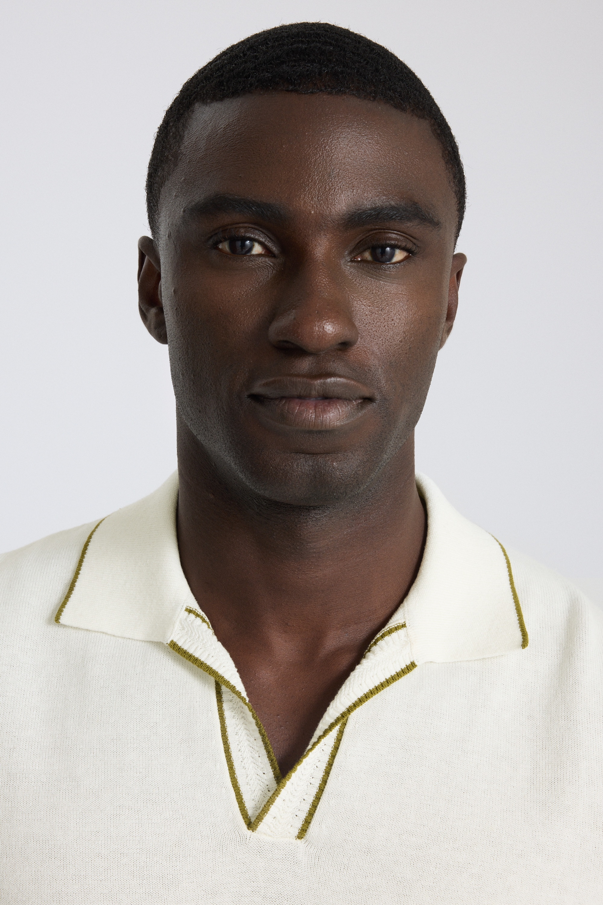 Off White Contrast Placket Skipper Shirt