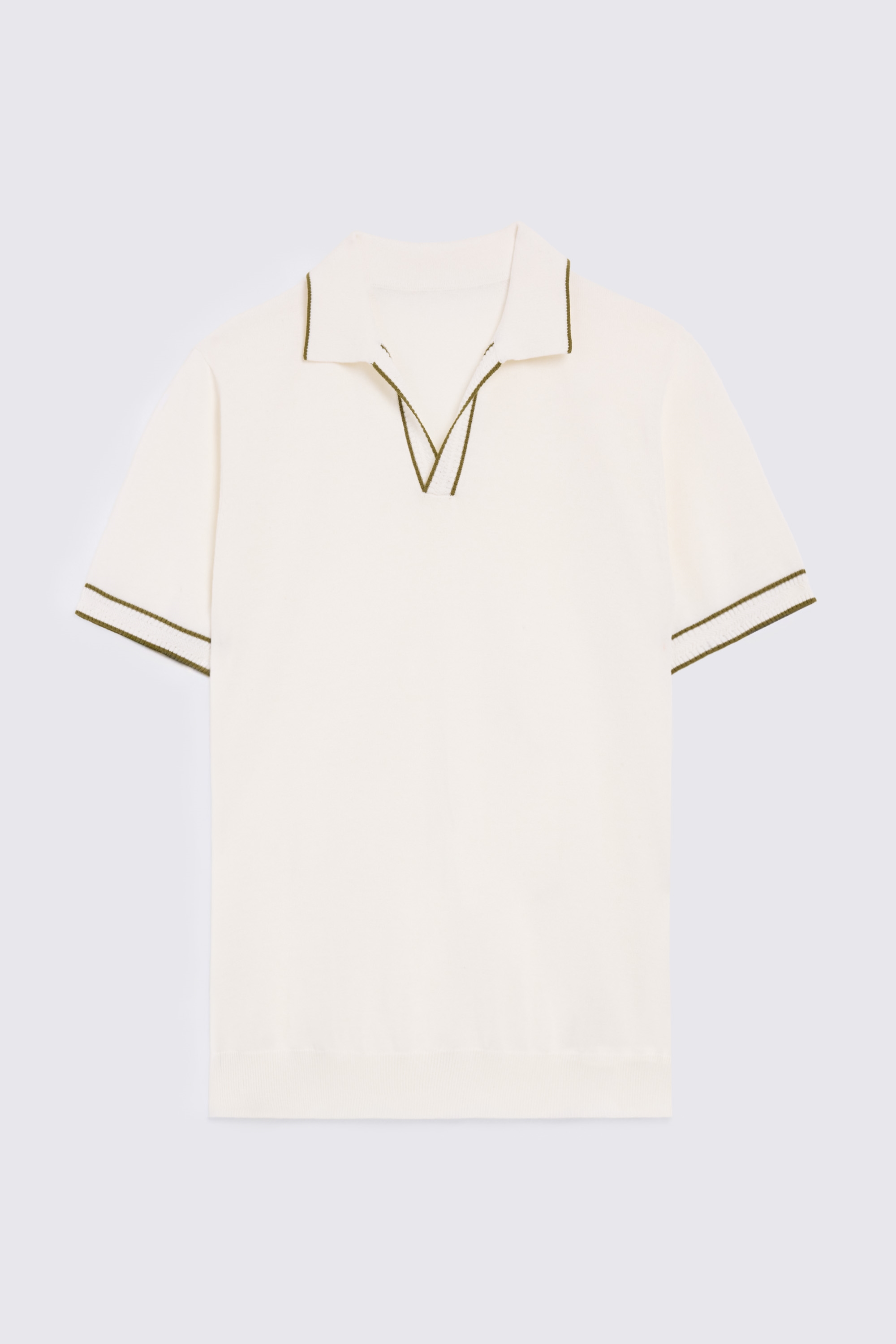 Off White Contrast Placket Skipper Shirt