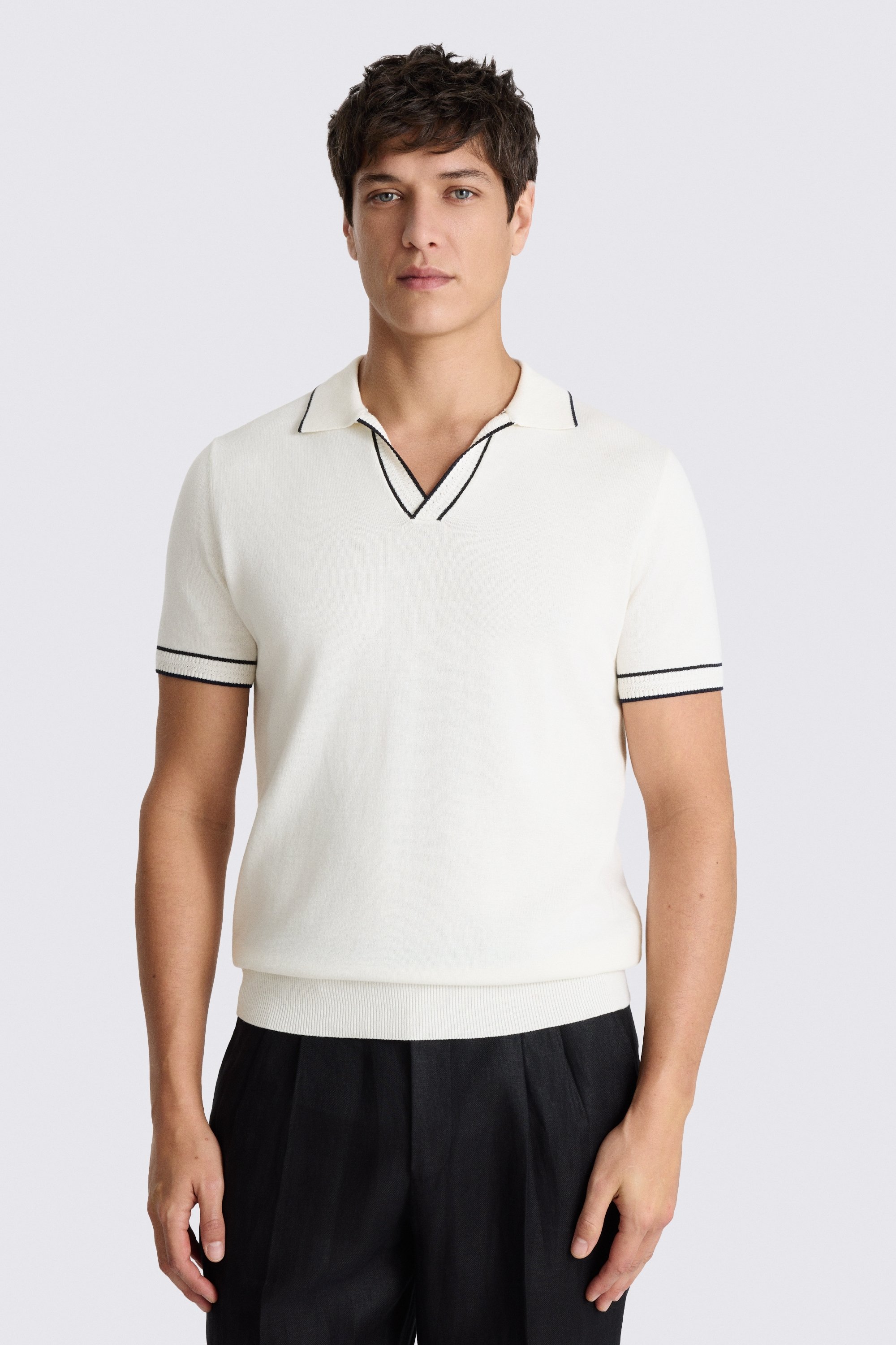 Off White Contrast Placket Cotton Skipper