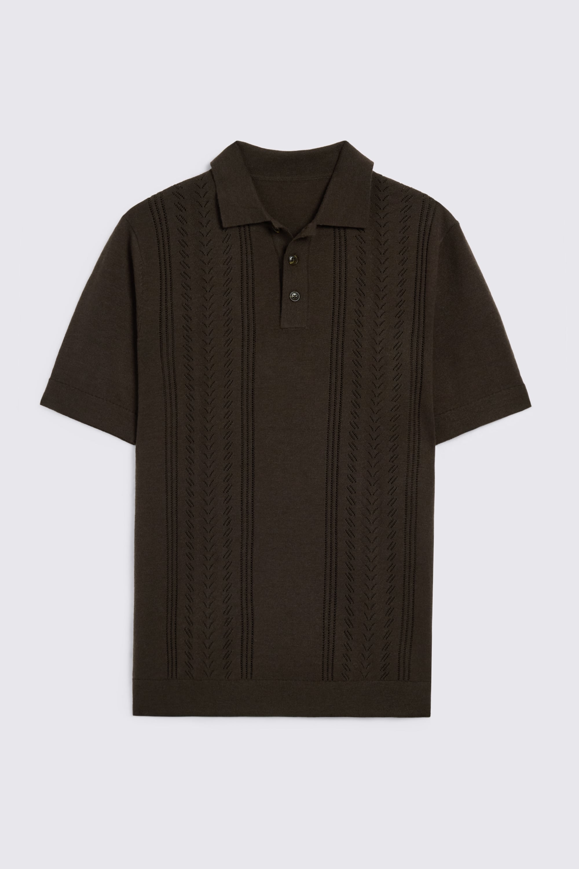 Brown Pointelle Polo Shirt