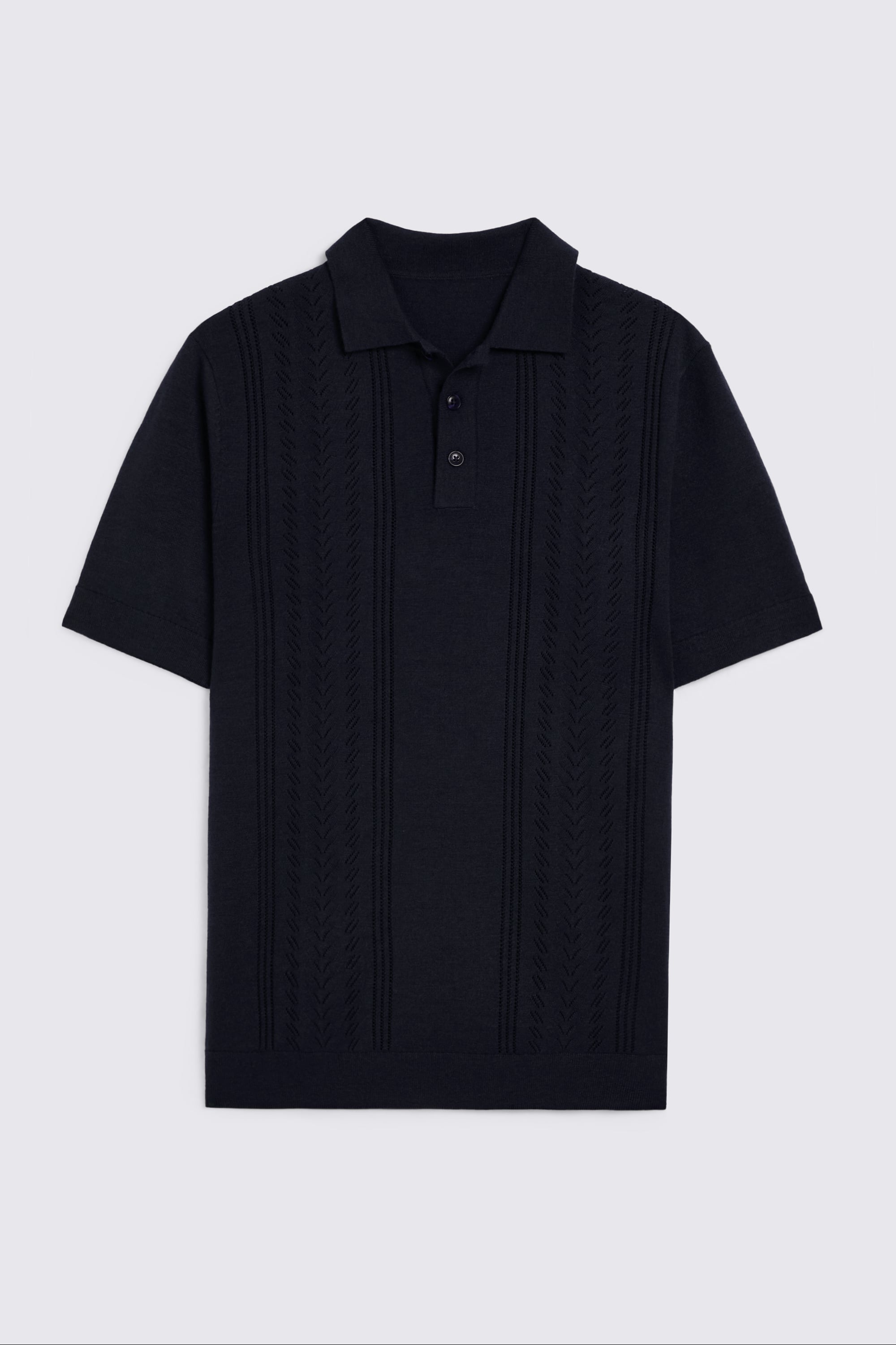 Navy Pointelle Polo Shirt