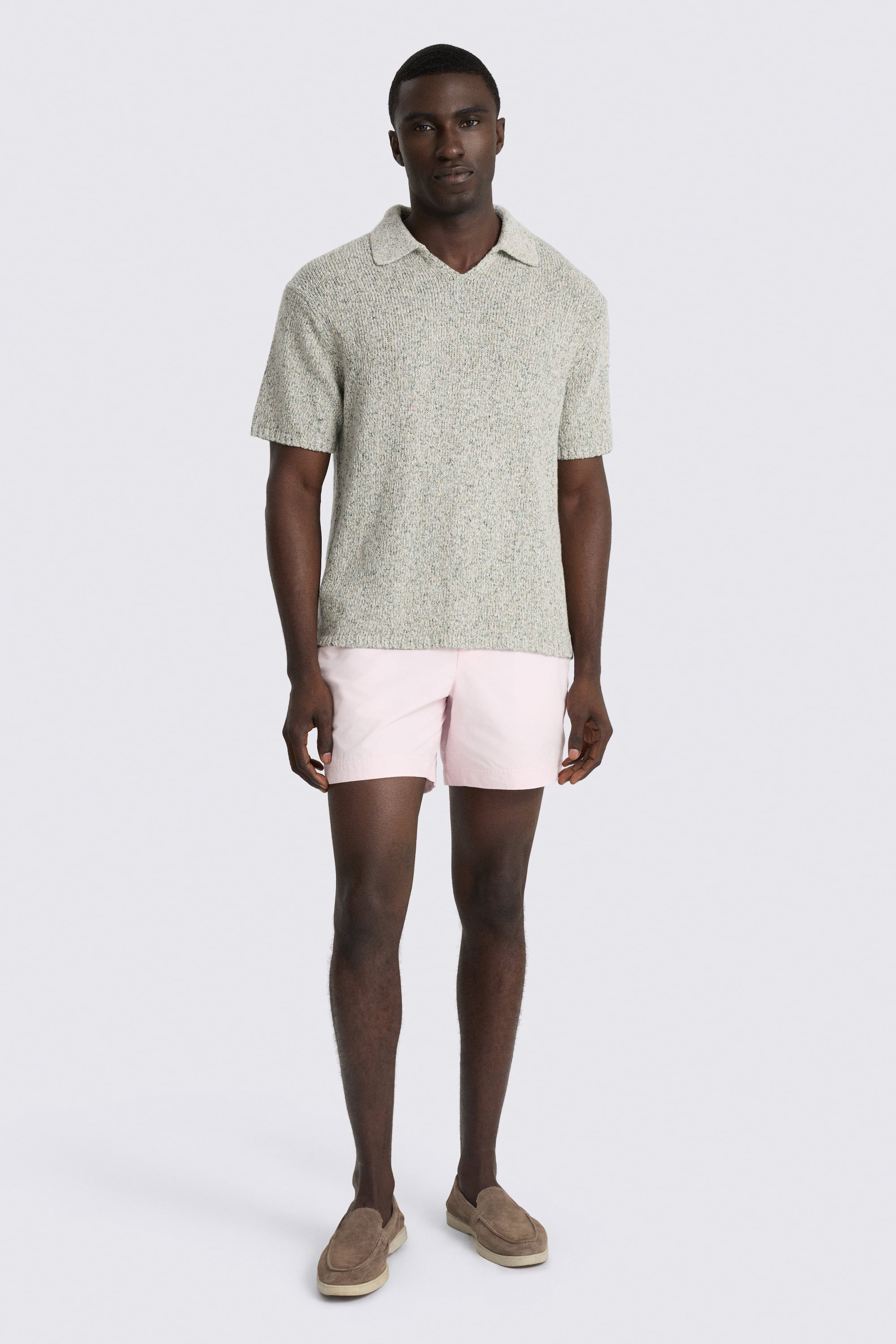 Multi-Colour Cotton-Linen V-Neck Polo Shirt