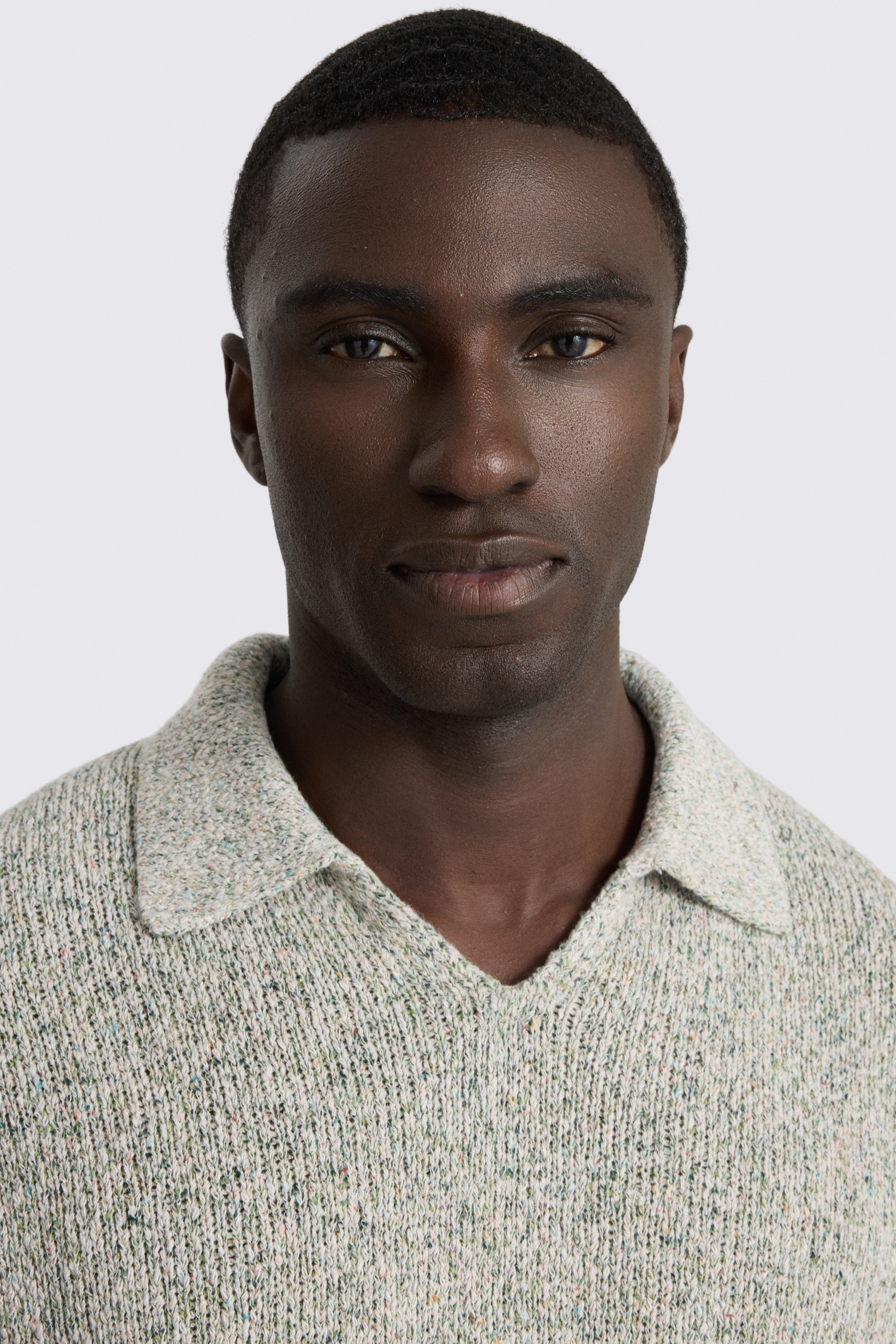 Multi-Colour Cotton-Linen V-Neck Polo Shirt