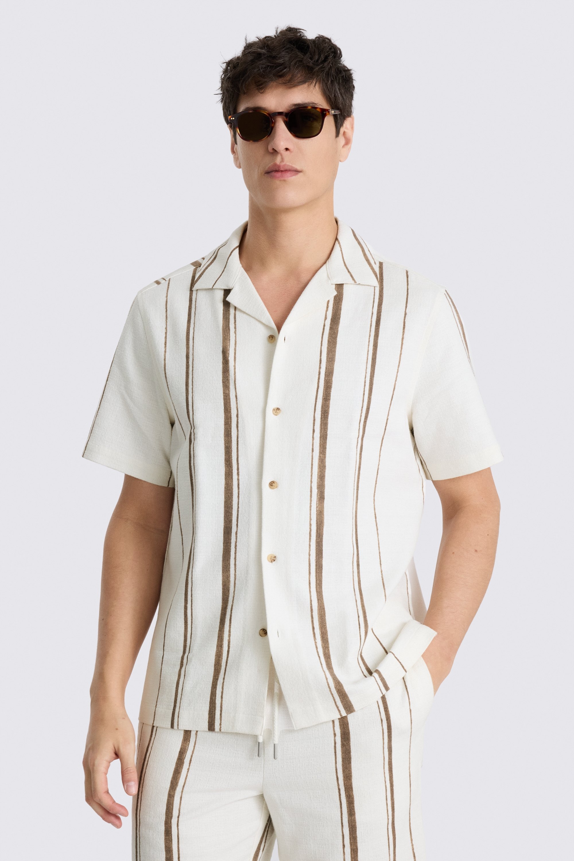 Taupe Cuban Stripe Shirt