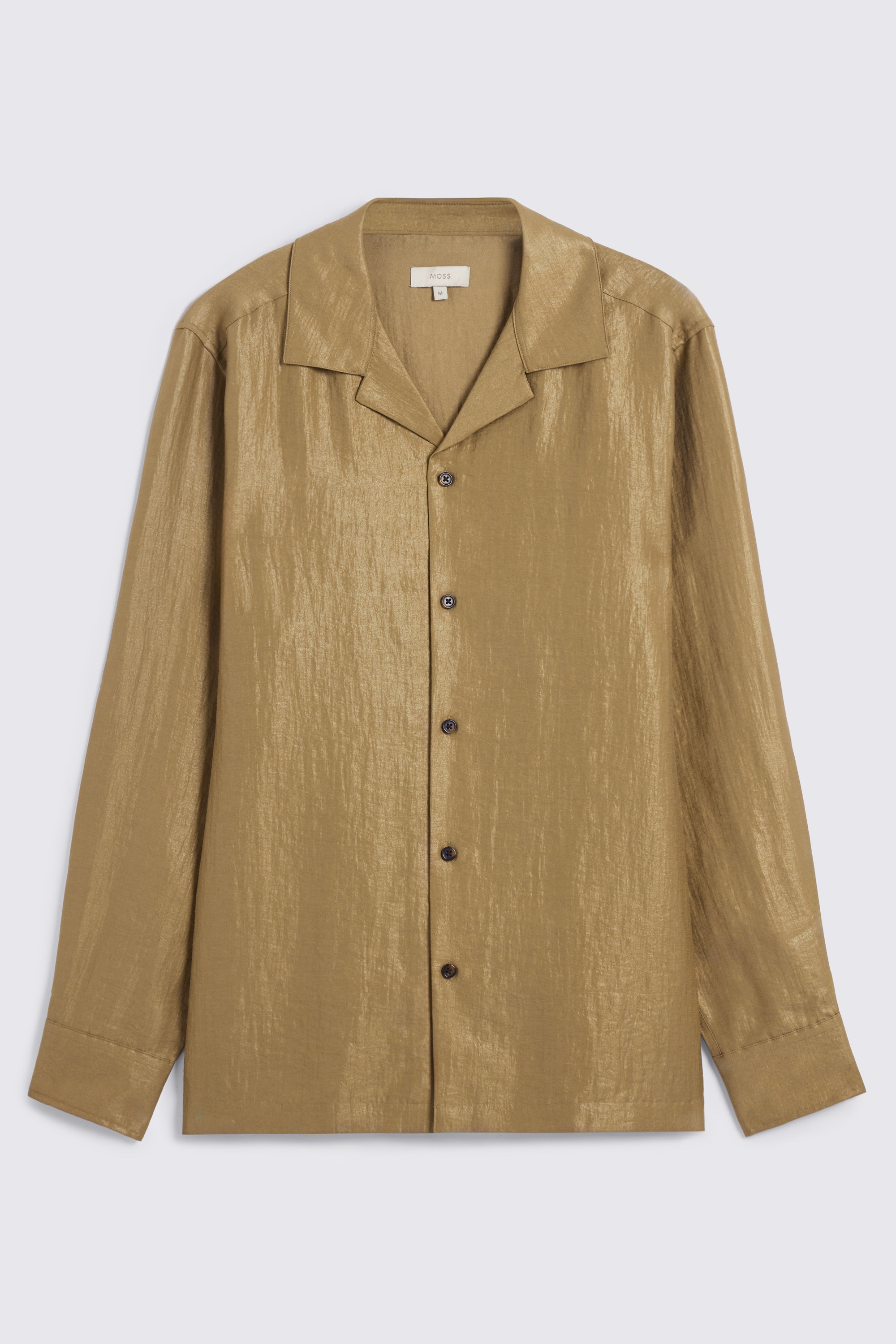 Khaki Metallic Cuban Collar Shirt