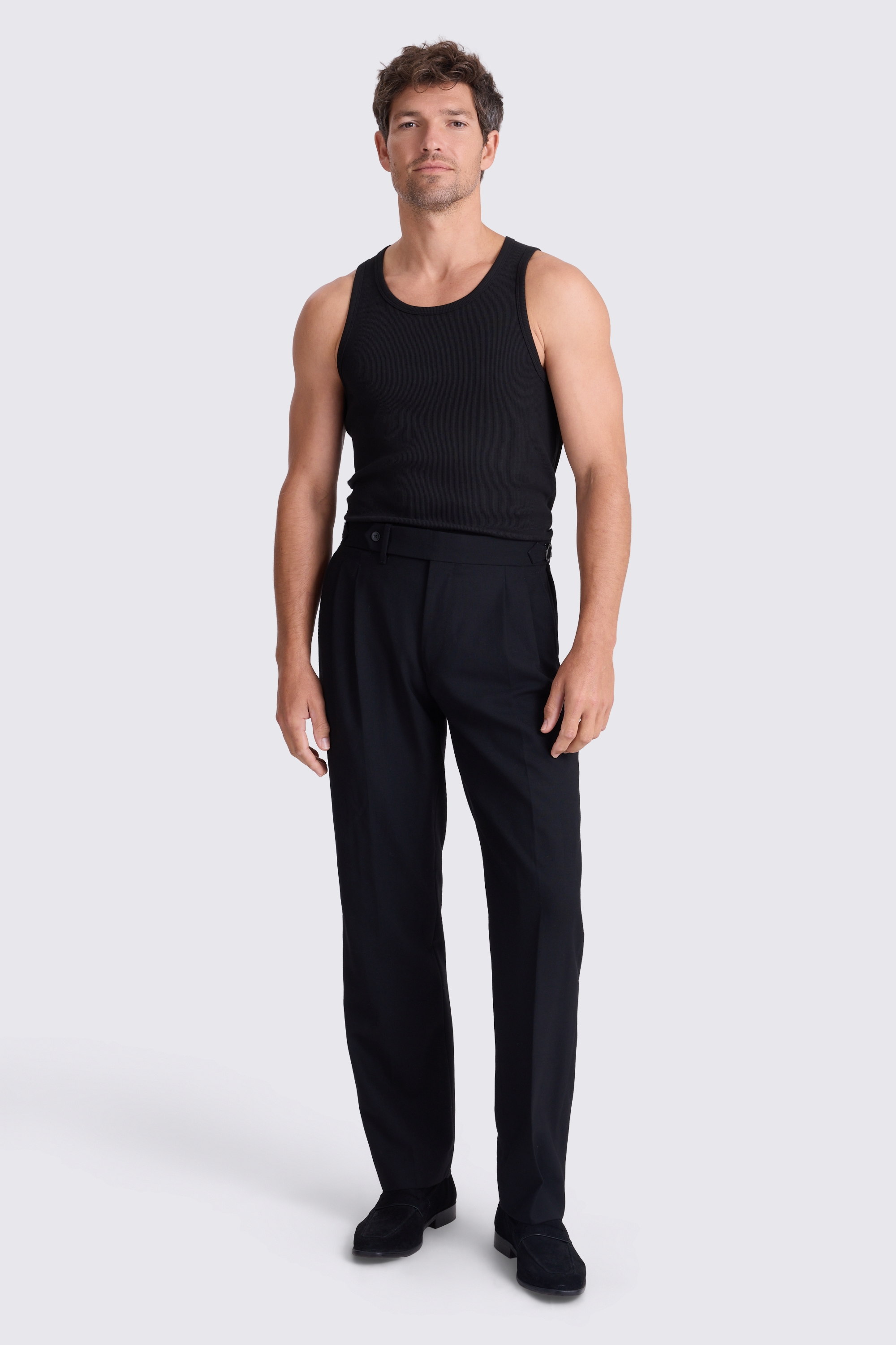 Black Ribbed Cotton Vest