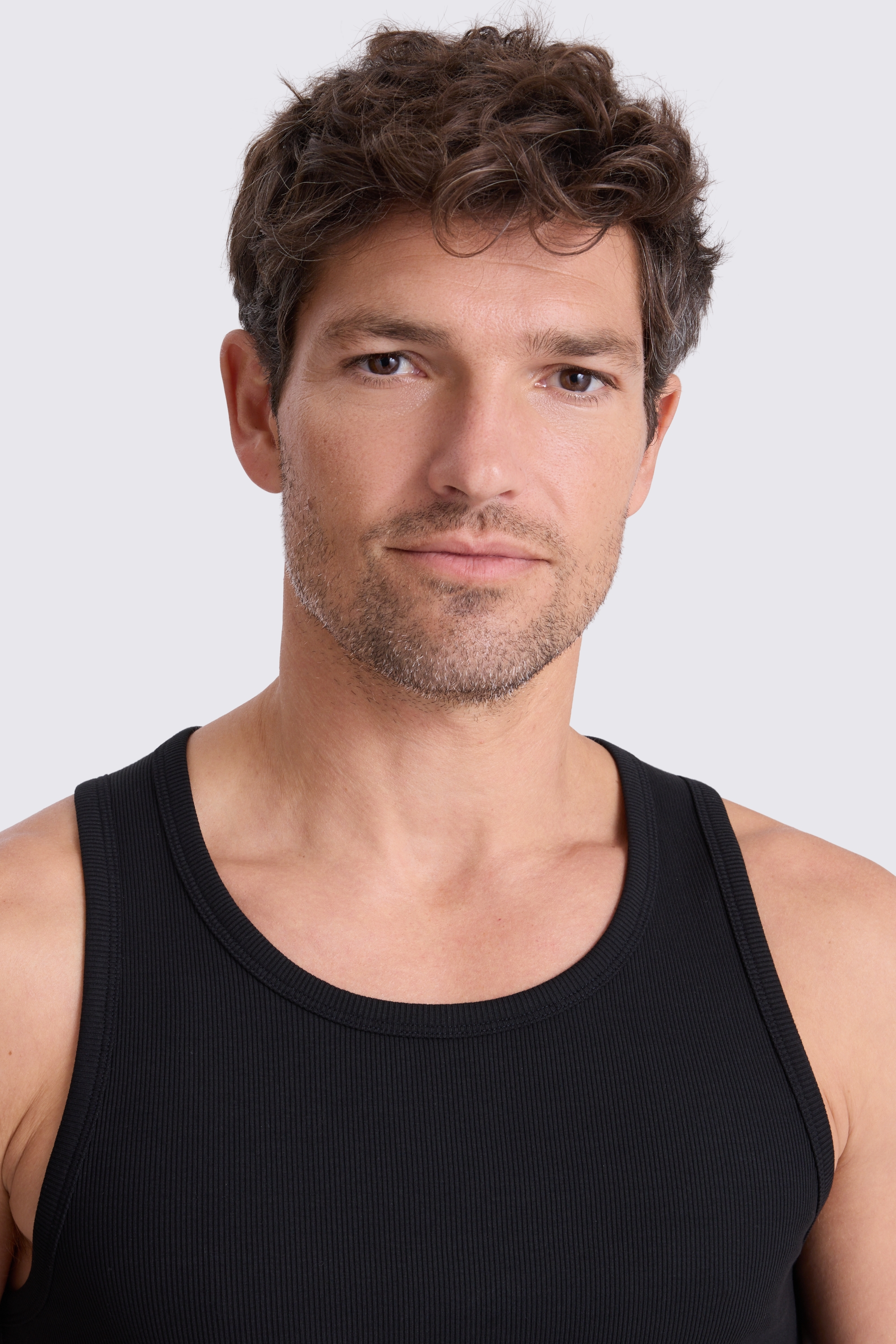 Black Ribbed Cotton Vest