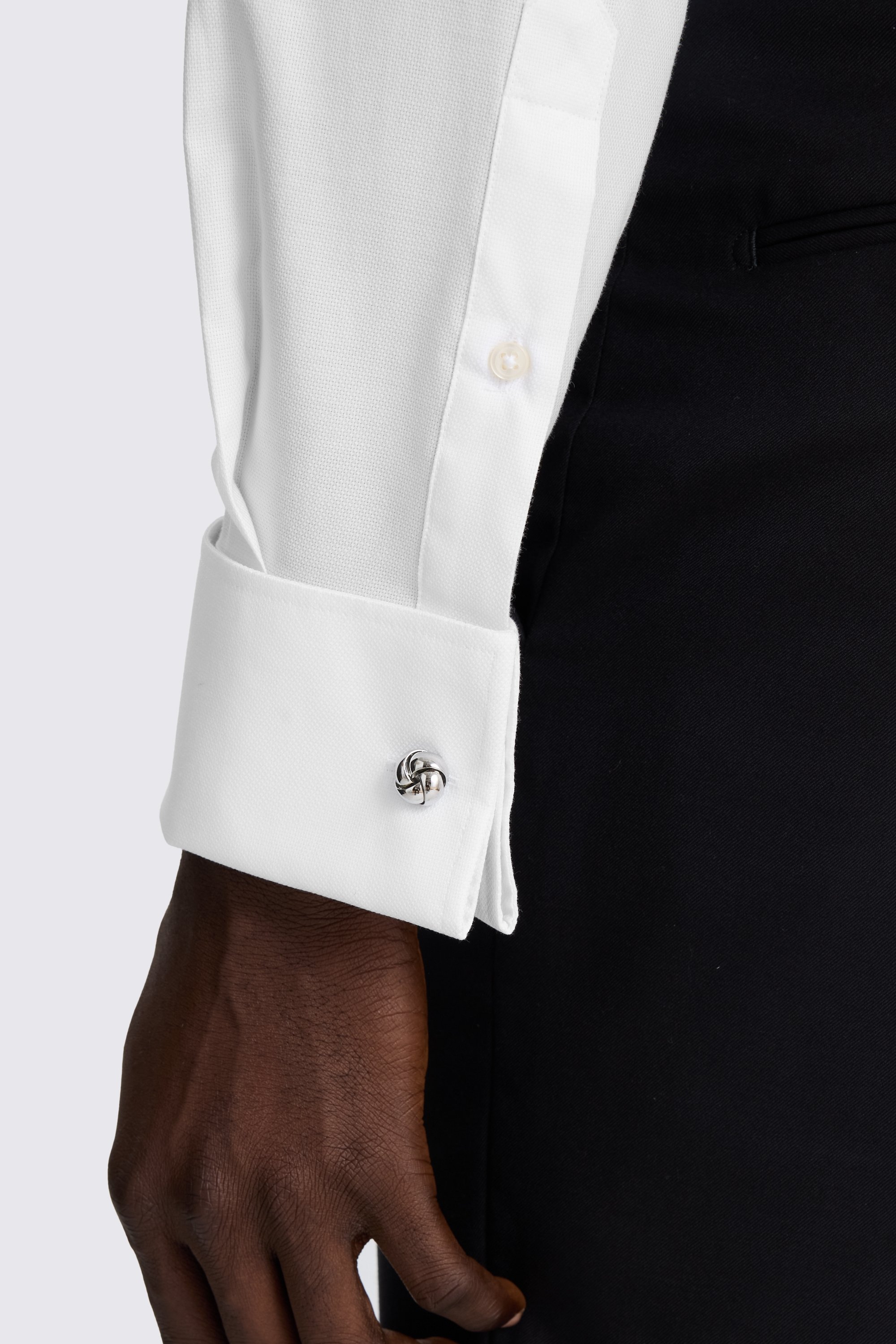 Tailored Fit White Dobby Stretch Shirt