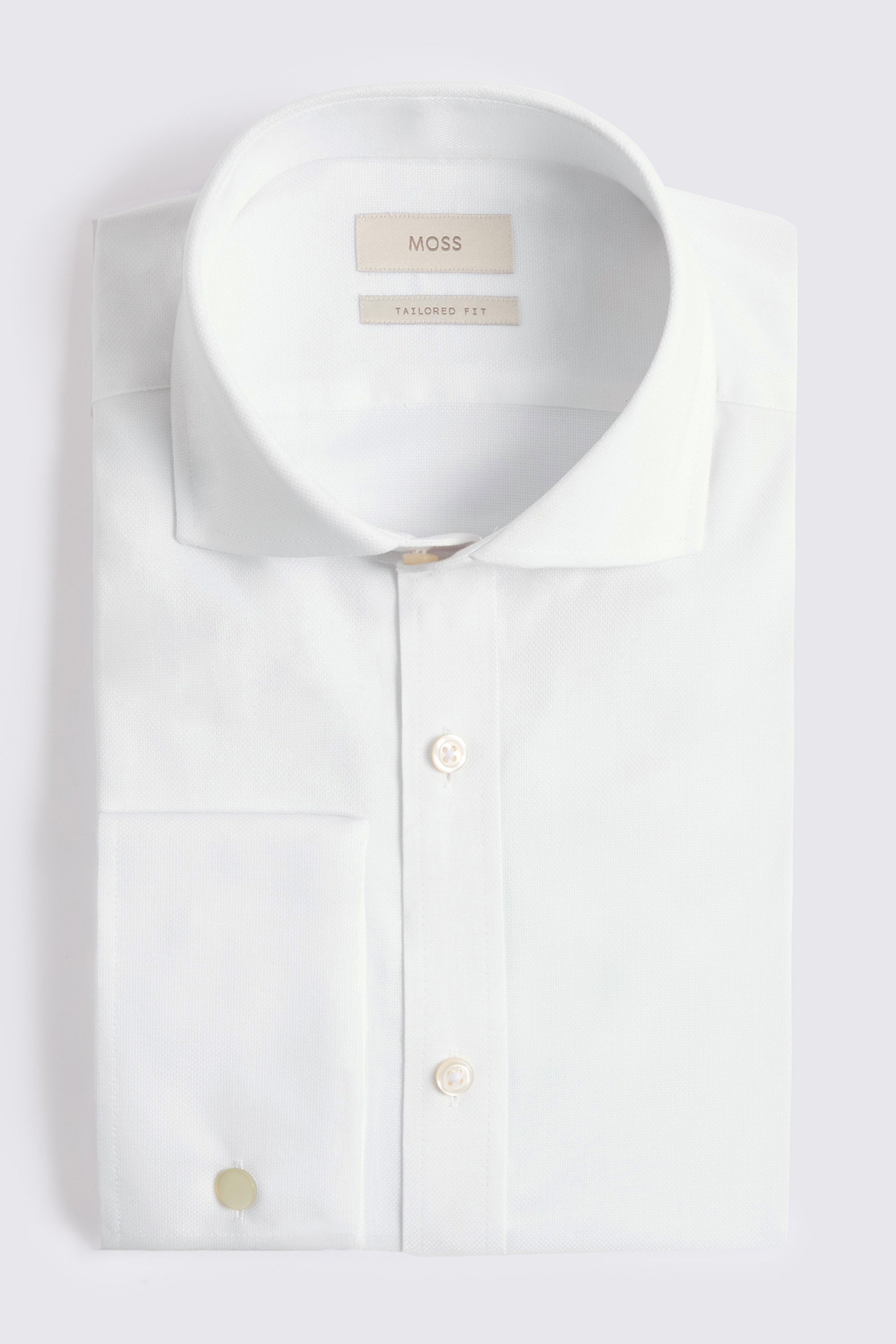 Tailored Fit White Dobby Stretch Shirt