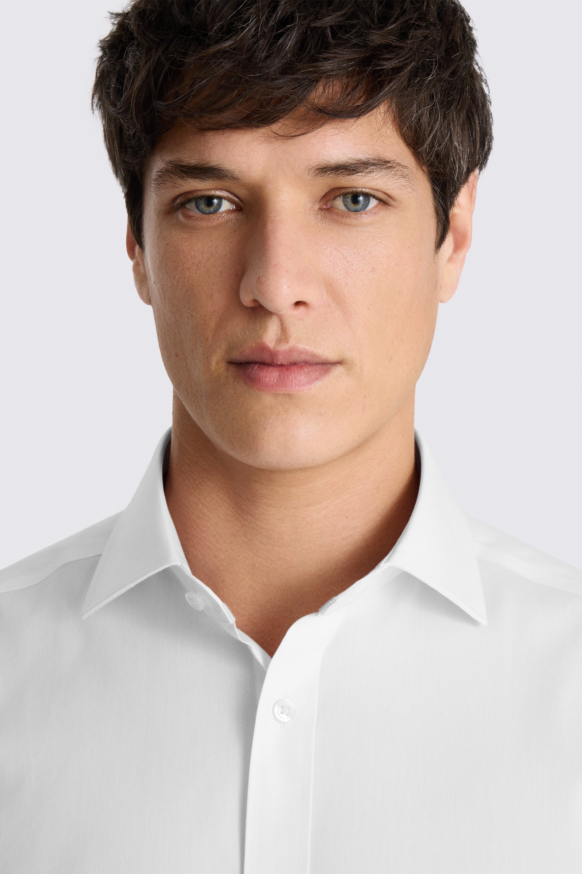 Regular Fit White Stretch Contrast Shirt