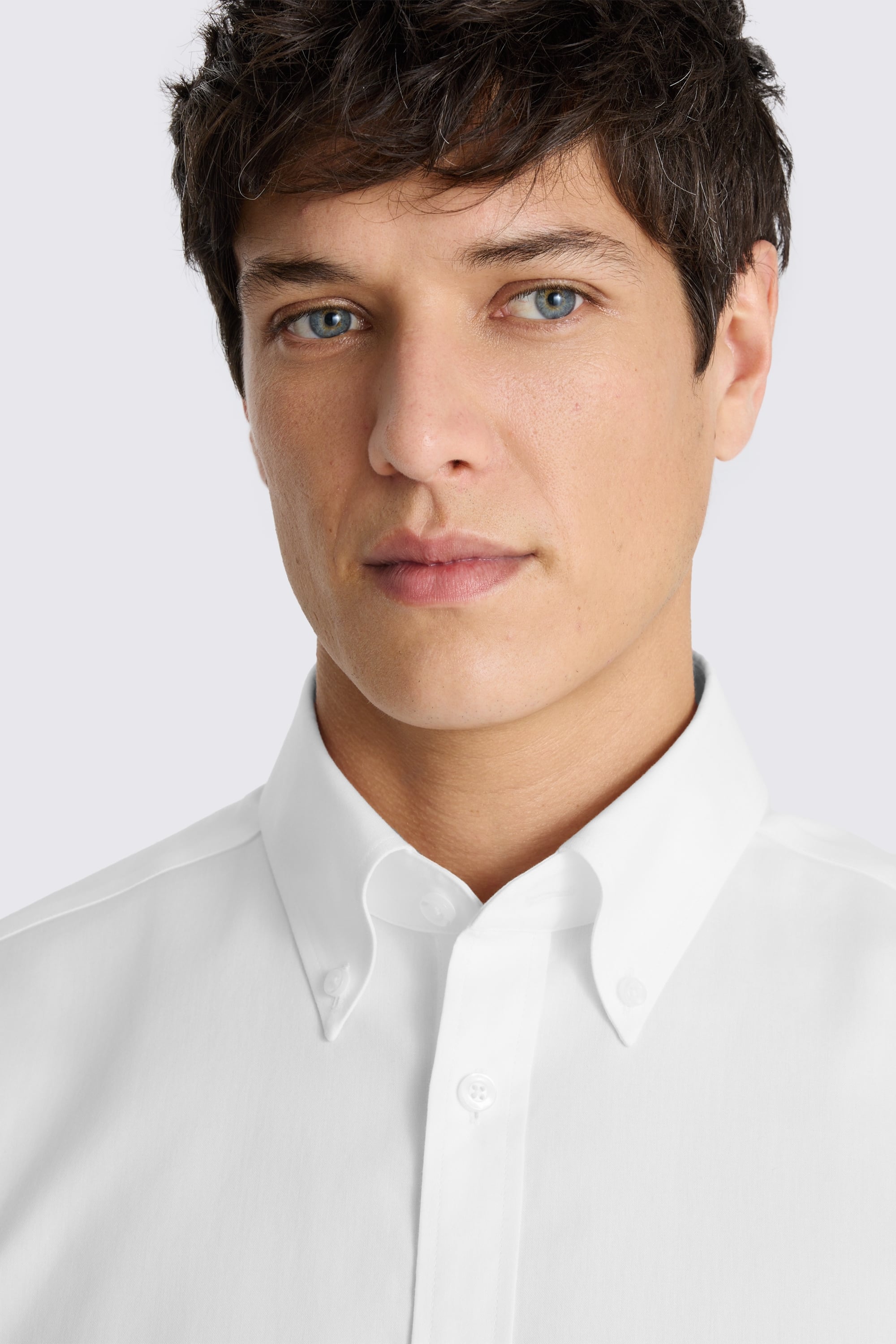 Tailored Fit White Stretch Contrast Shirt