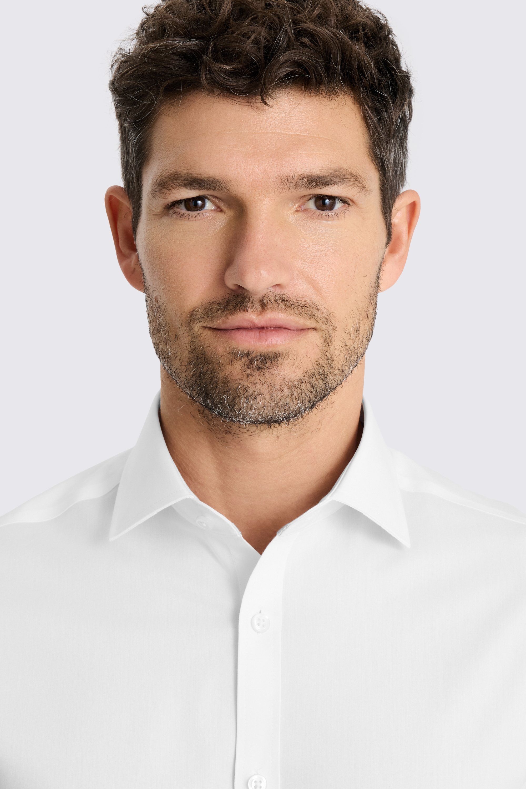 Slim Fit White Stretch Contrast Shirt