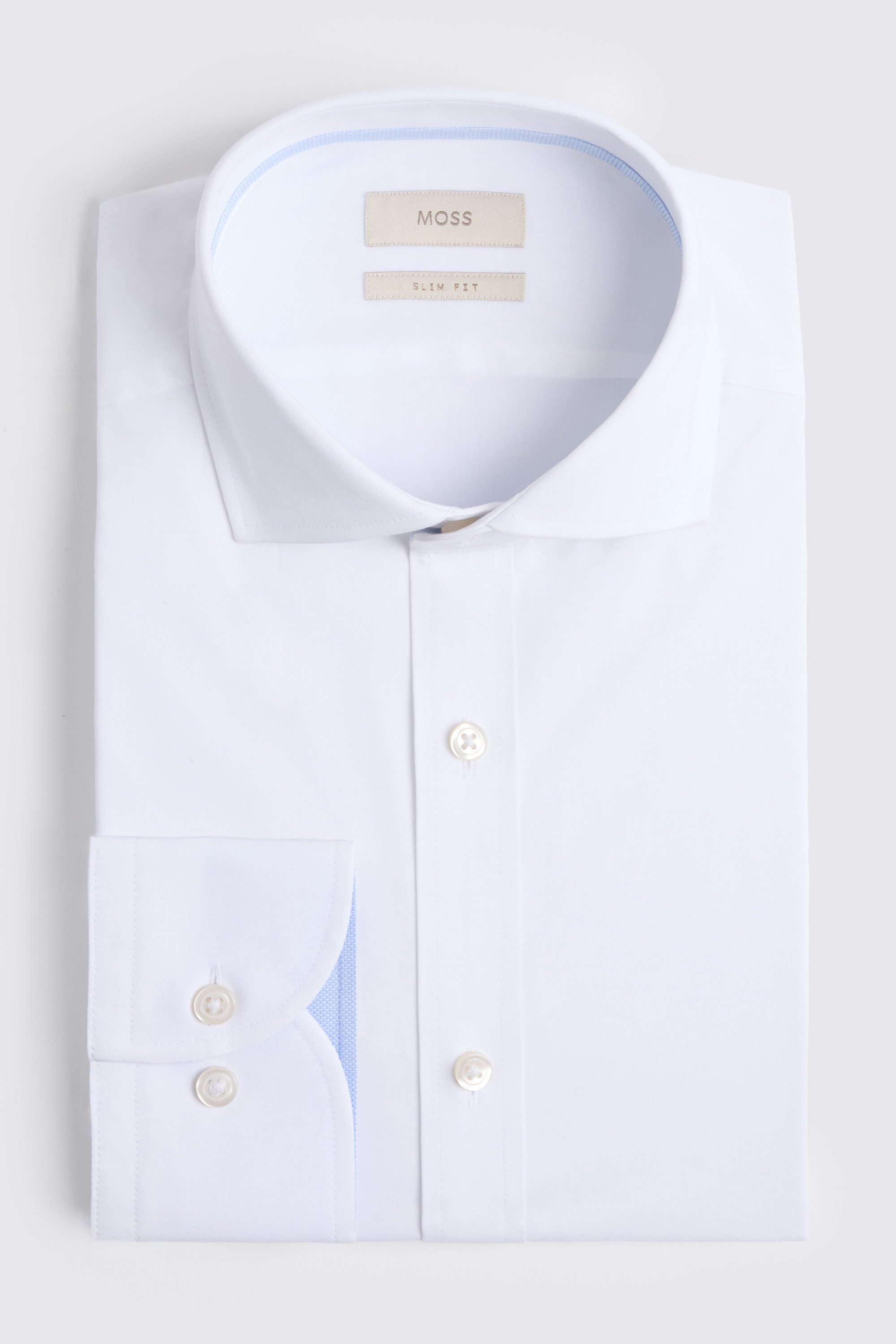 Slim Fit White Stretch Contrast Shirt