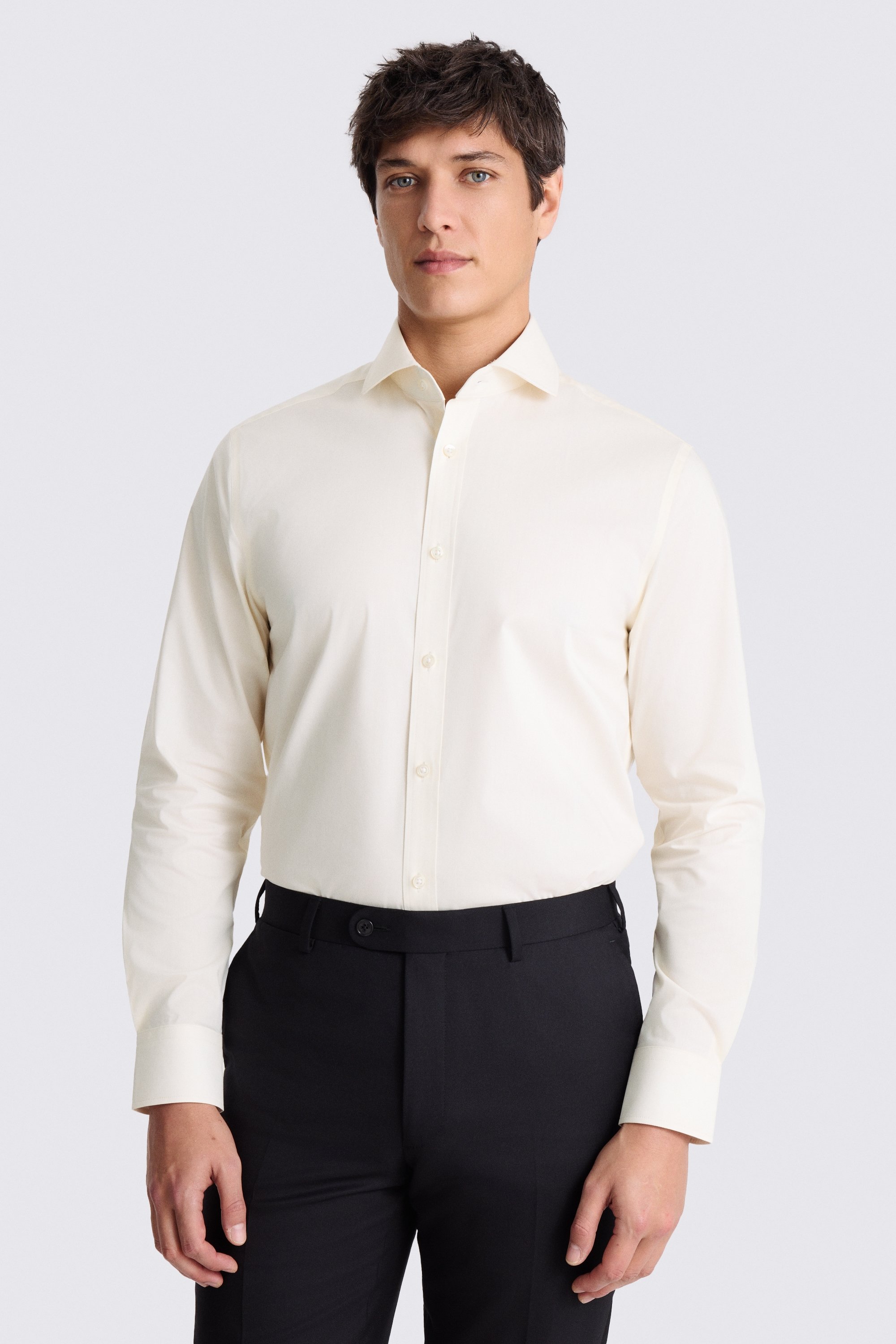 Tailored Fit Off White Stretch Shirt