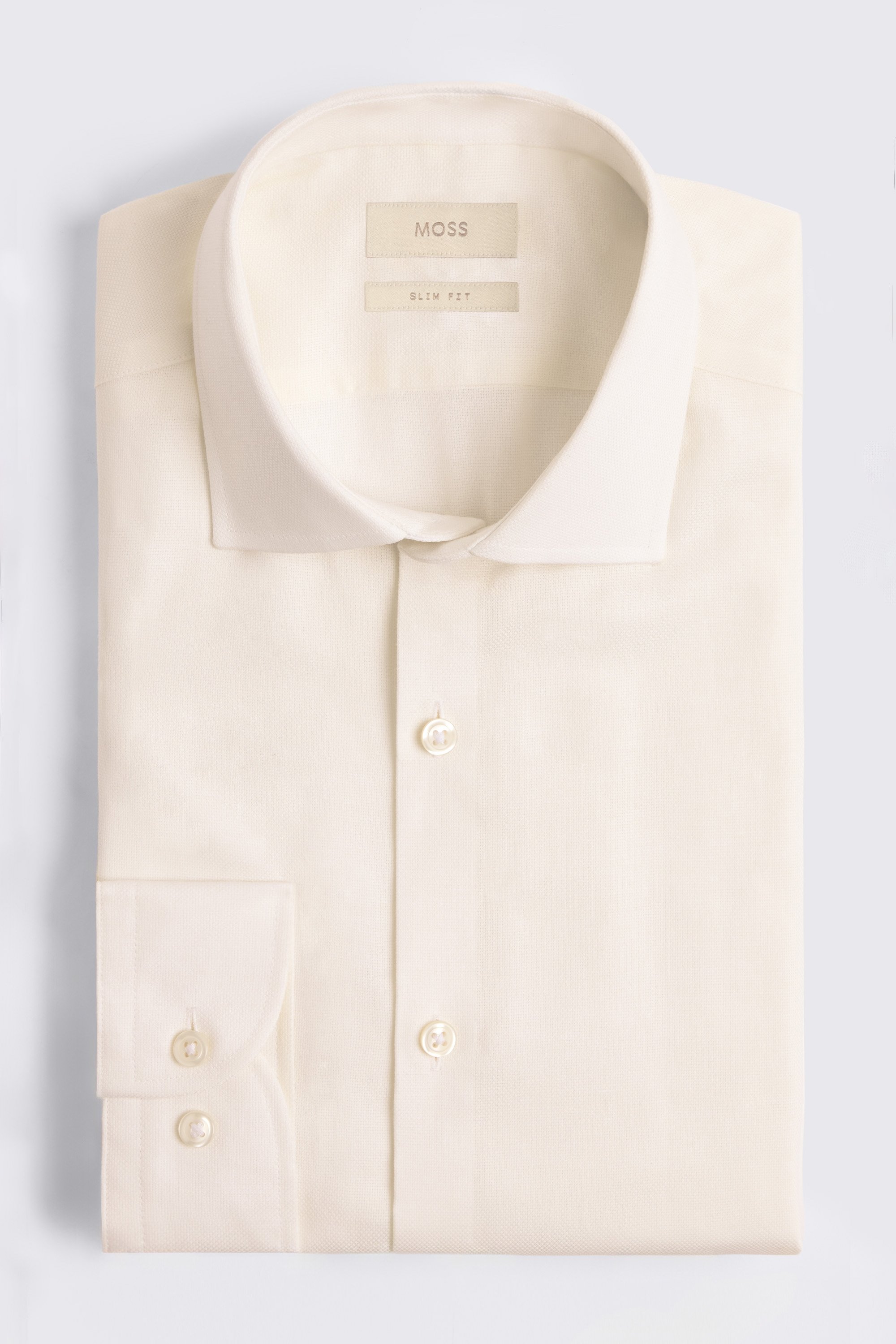 Slim Fit Off White Dobby Stretch Shirt
