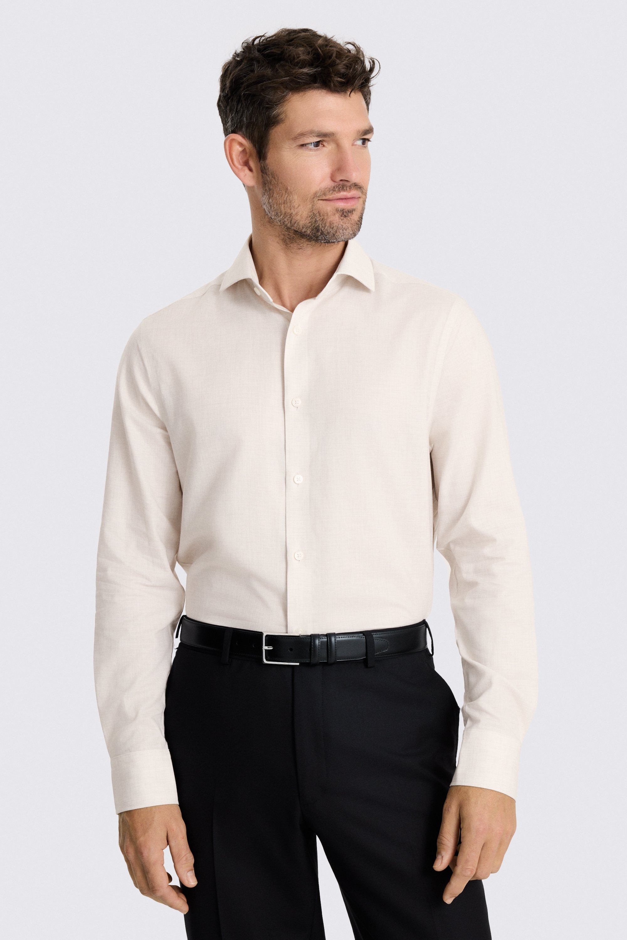 Tailored Fit Neutral Melange Shirt