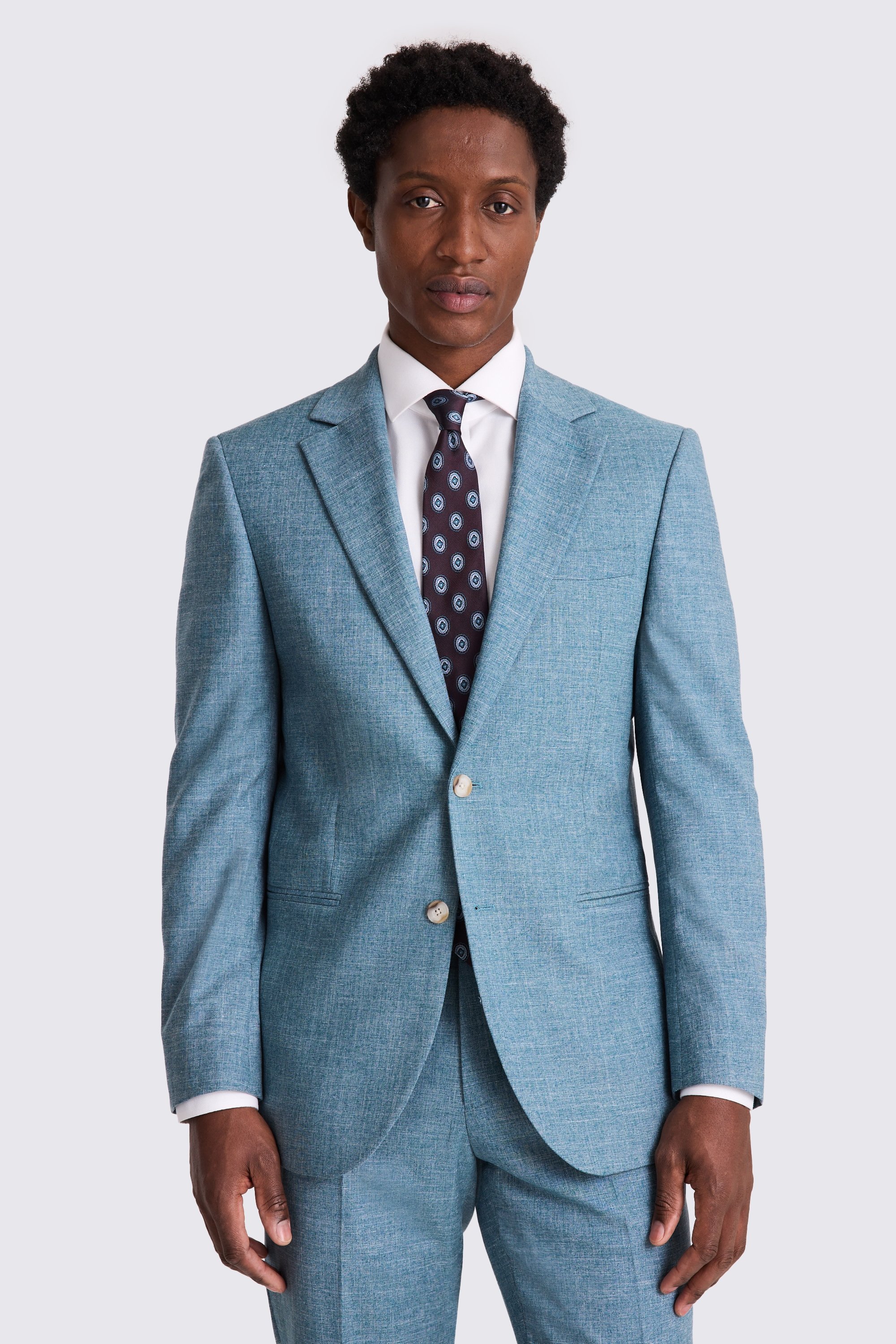 Tailored Fit Teal Slub Suit