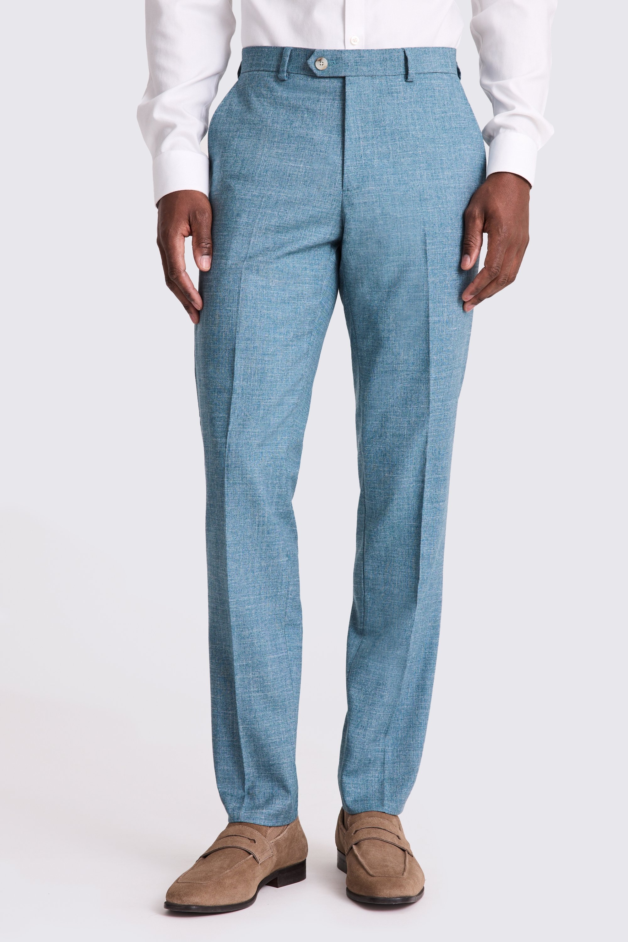 Tailored Fit Teal Slub Suit