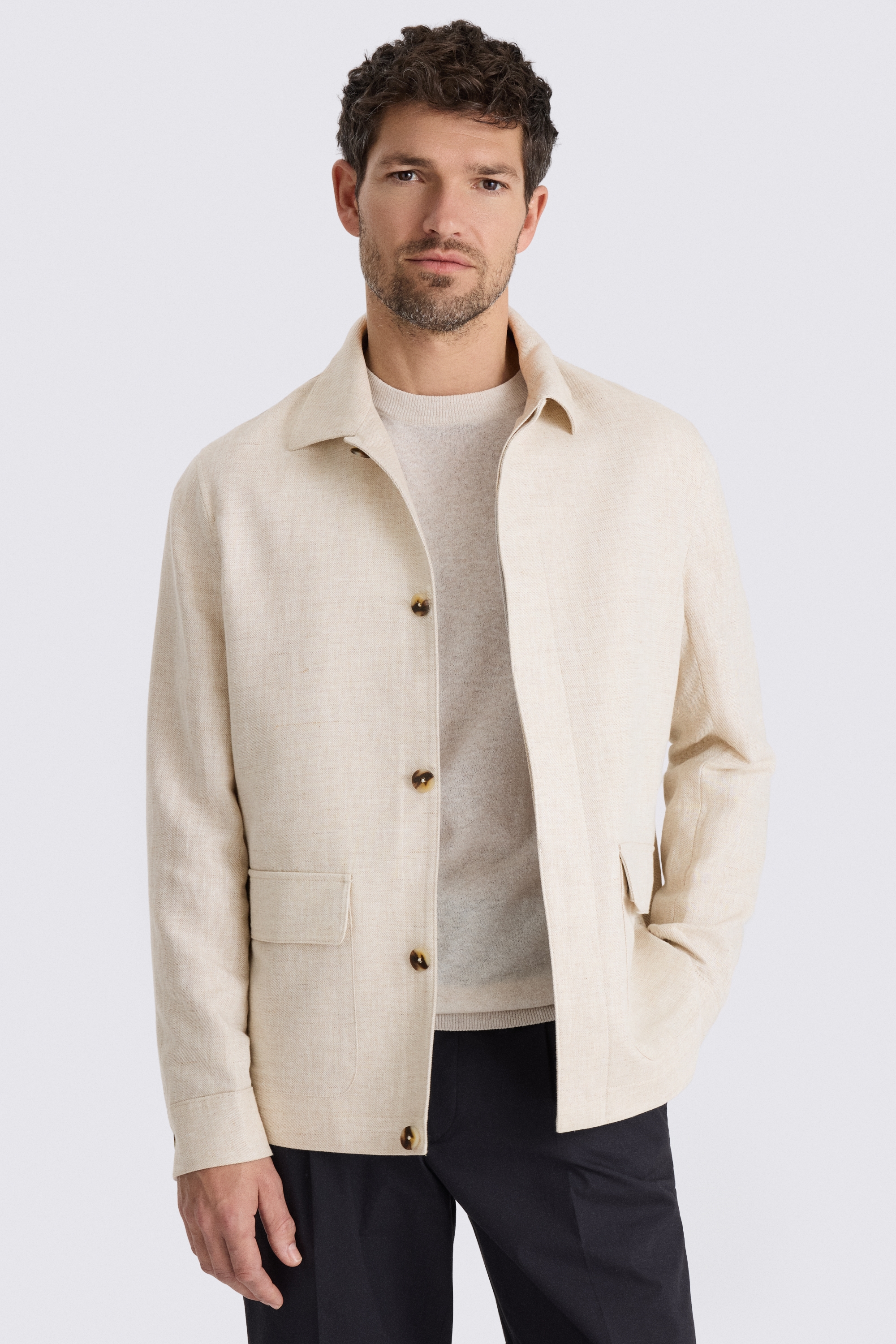 Neutral Twill Linen & Cotton Field Jacket 